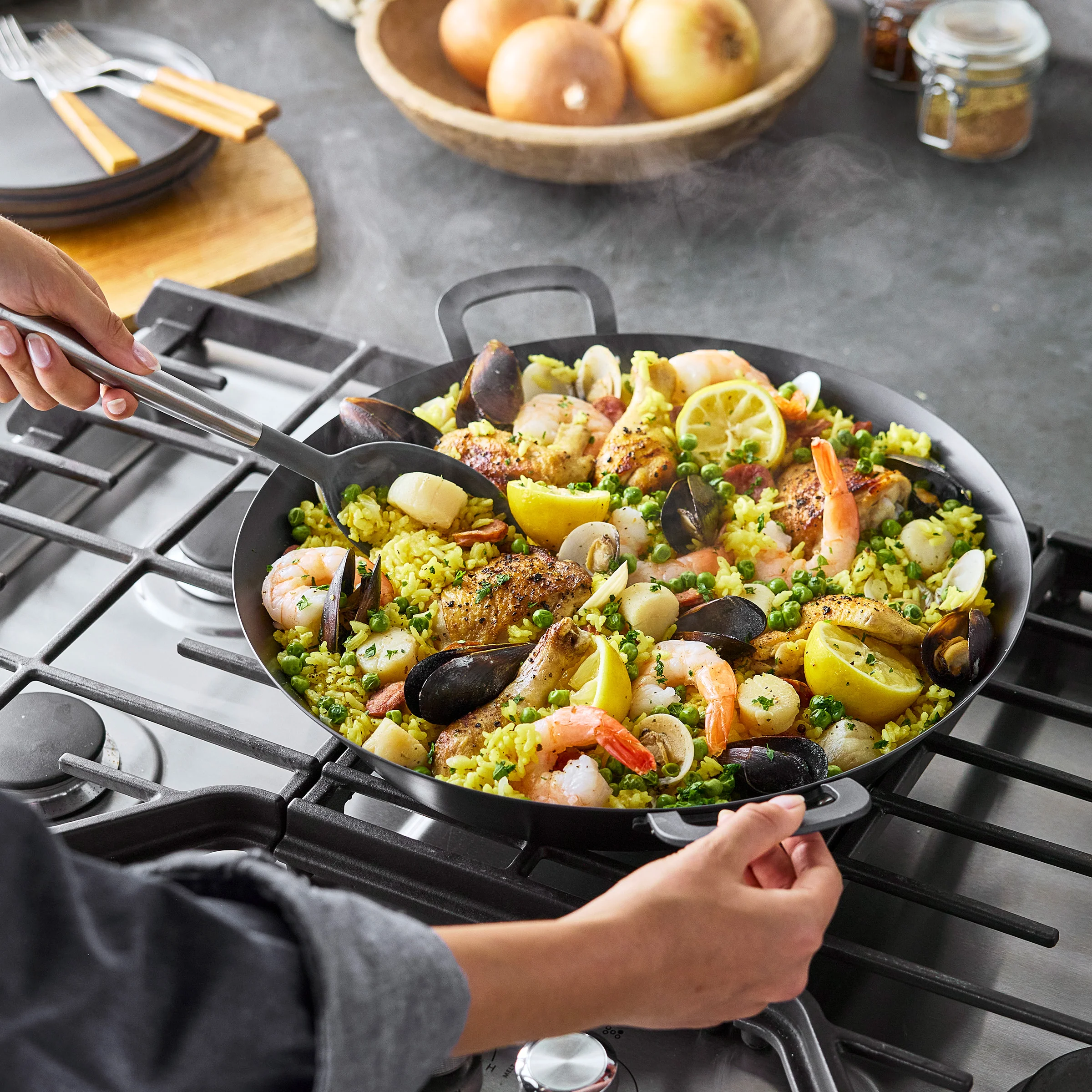 Bobby Flay by GreenPan 15" Carbon Steel Paella Pan - Image 8