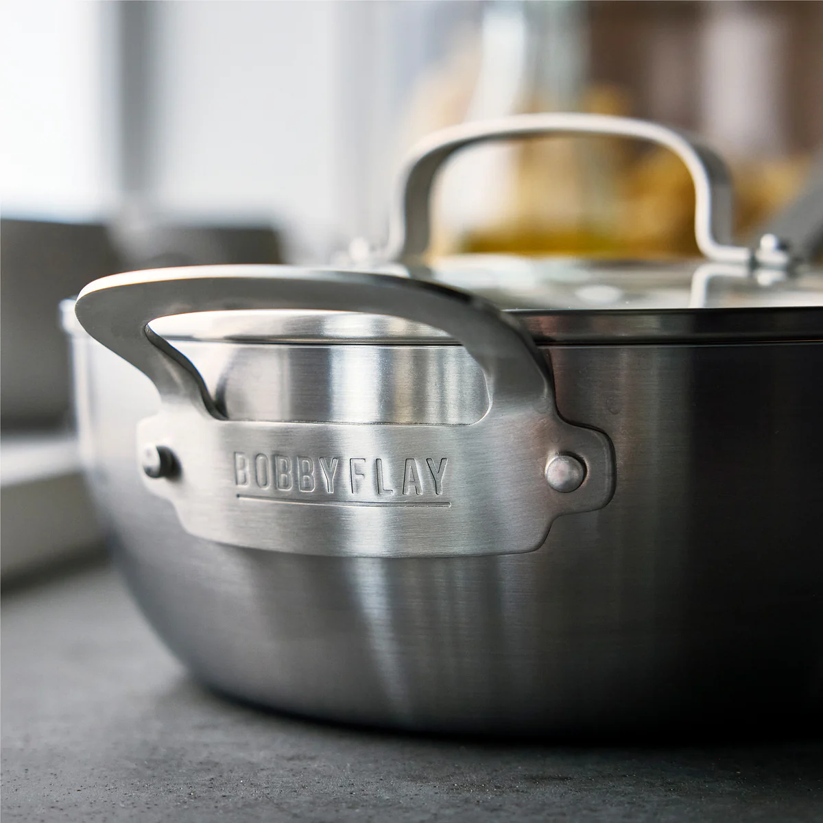Bobby Flay by GreenPan 3.57-Quart Stainless Steel Chef's Pan with Lid - Image 4