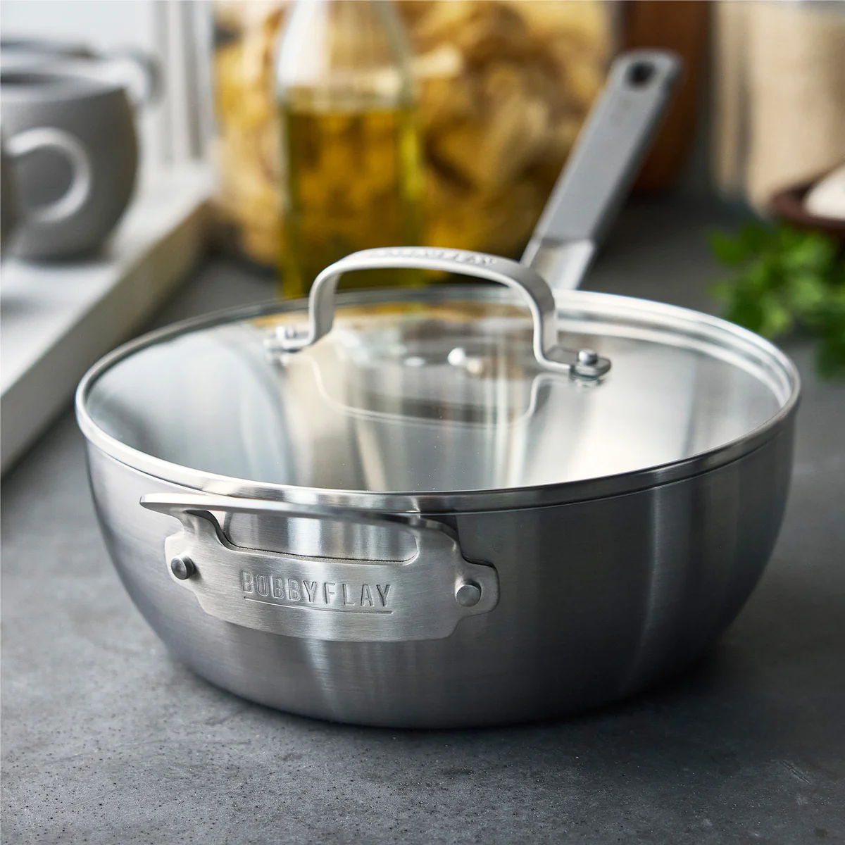 Bobby Flay by GreenPan 3.57-Quart Stainless Steel Chef's Pan with Lid - Image 5