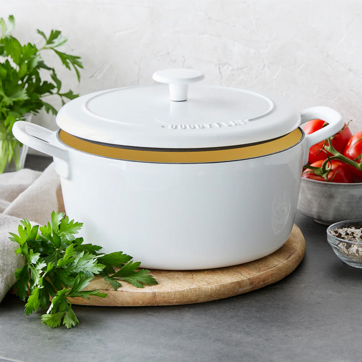Bobby Flay by GreenPan 5.5-Quart Enameled Cast Iron Dutch Oven | Ivory - Image 6