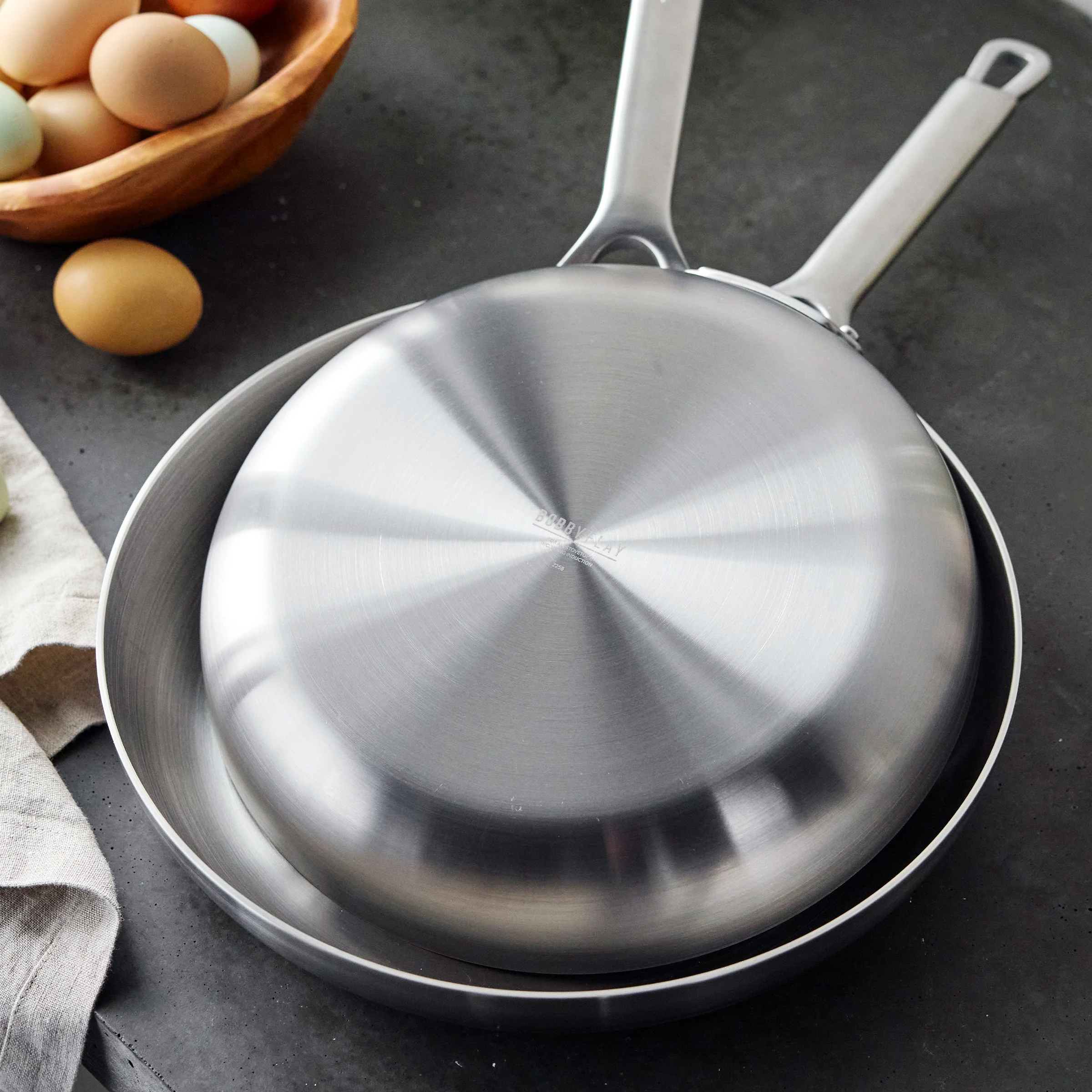 Bobby Flay by GreenPan Chef Series Uncoated Stainless Steel 10" and 12" Frypan Set - Image 8