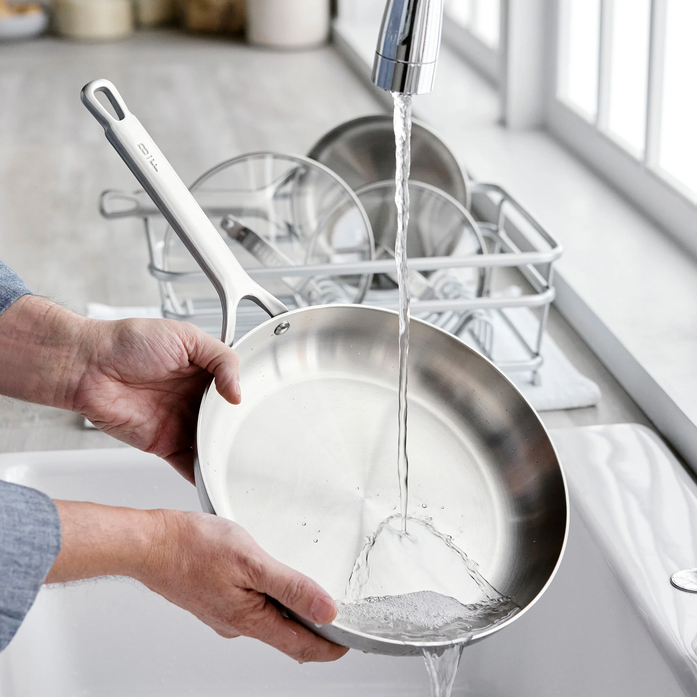 Bobby Flay by GreenPan Chef Series Uncoated Stainless Steel 10" and 12" Frypan Set - Image 9