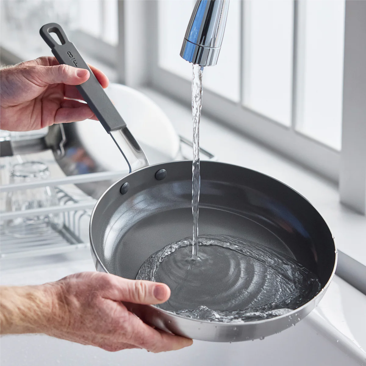 Bobby Flay by GreenPan PFAS-Free Nonstick Stainless Steel 12" Frypan with Lid - Image 9