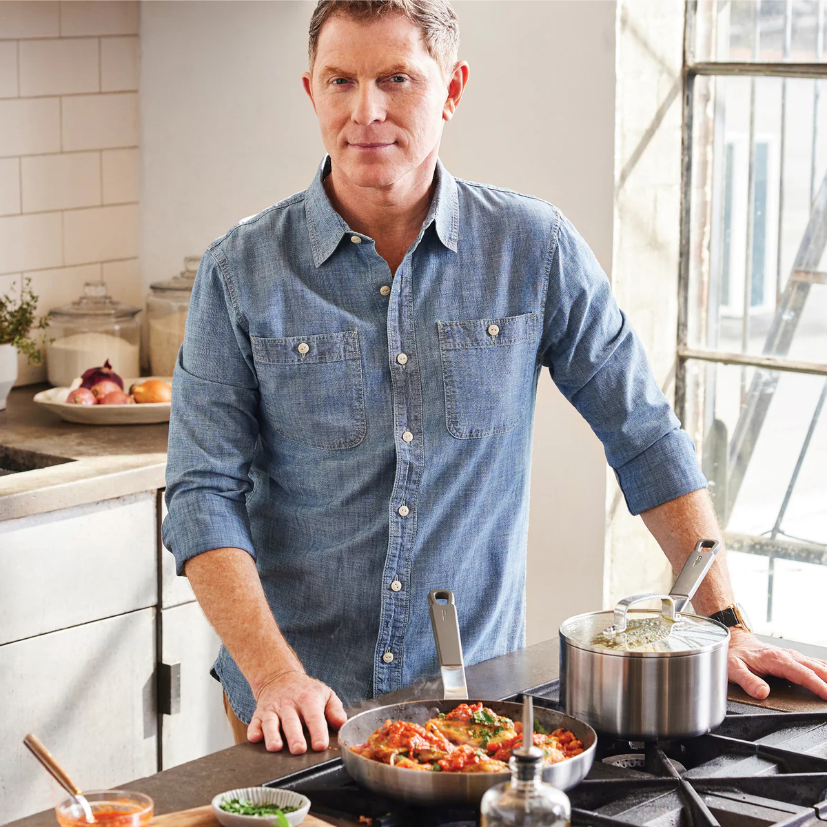 Bobby Flay by GreenPan PFAS-Free Nonstick Stainless Steel 8" and 10" Frypan Set - Image 2