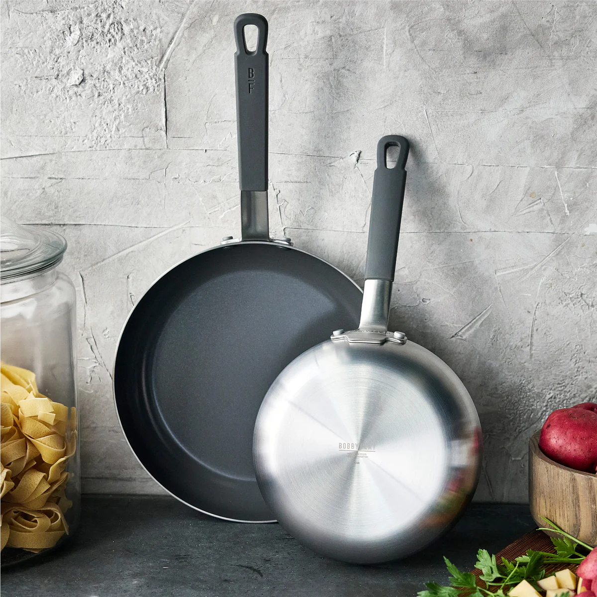 Bobby Flay by GreenPan PFAS-Free Nonstick Stainless Steel 8" and 10" Frypan Set - Image 3