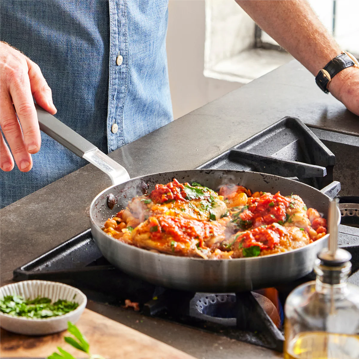 Bobby Flay by GreenPan PFAS-Free Nonstick Stainless Steel 8" and 10" Frypan Set - Image 8