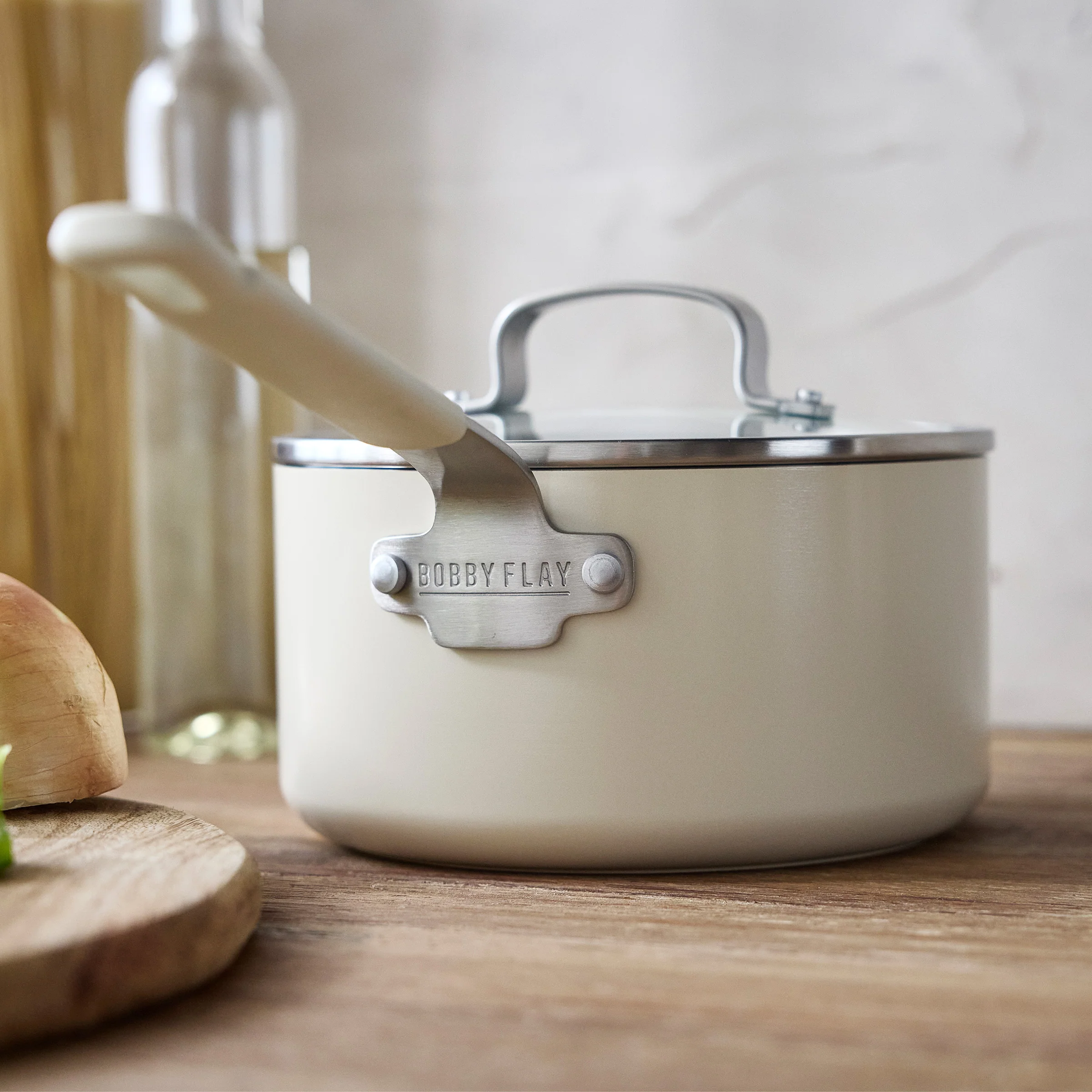 Bobby Flay by GreenPan Professional Ceramic Nonstick 1.6-Quart Saucepan with Lid | Cream - Image 7