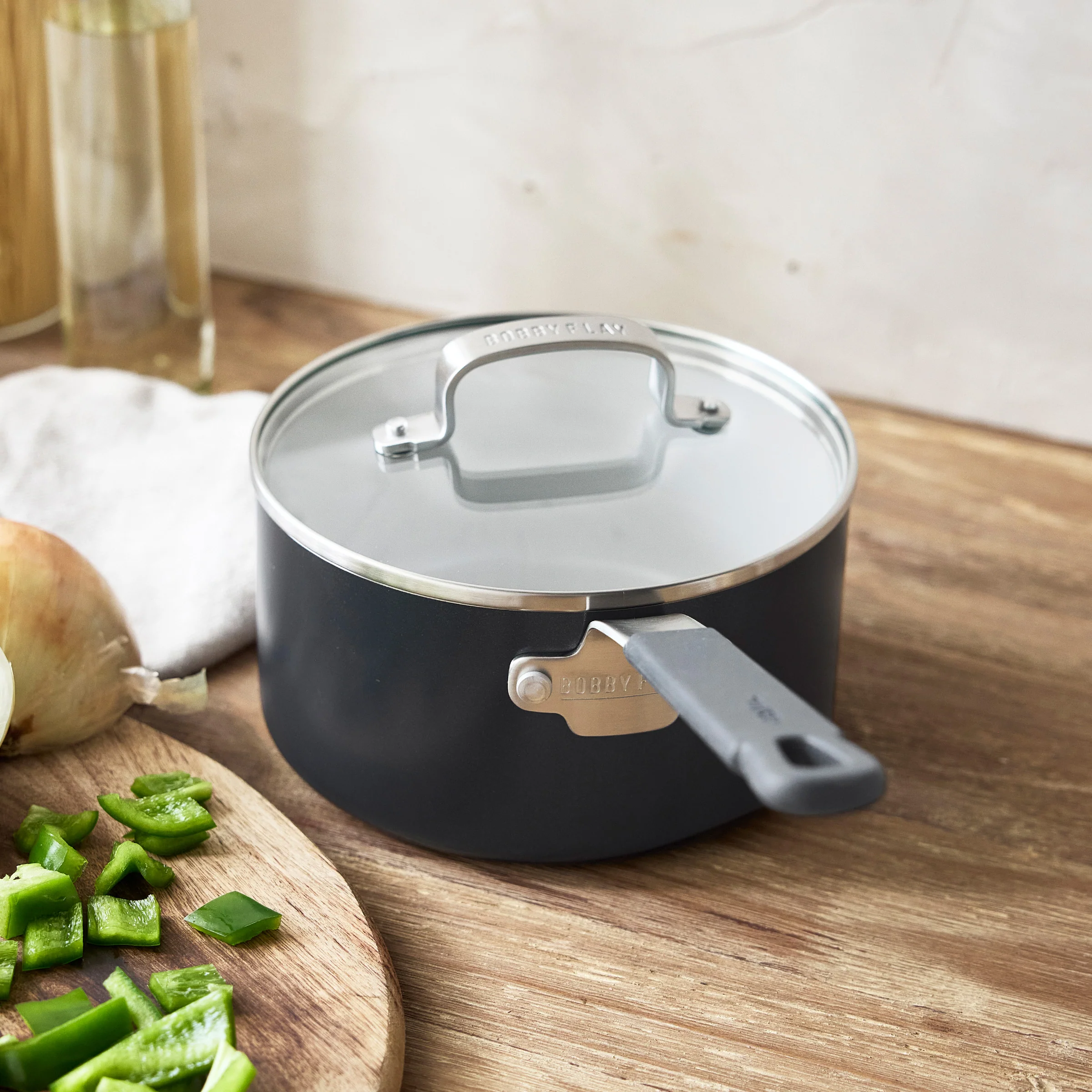 Bobby Flay by GreenPan Professional Ceramic Nonstick 1.6-Quart Saucepan with Lid | Graphite - Image 3