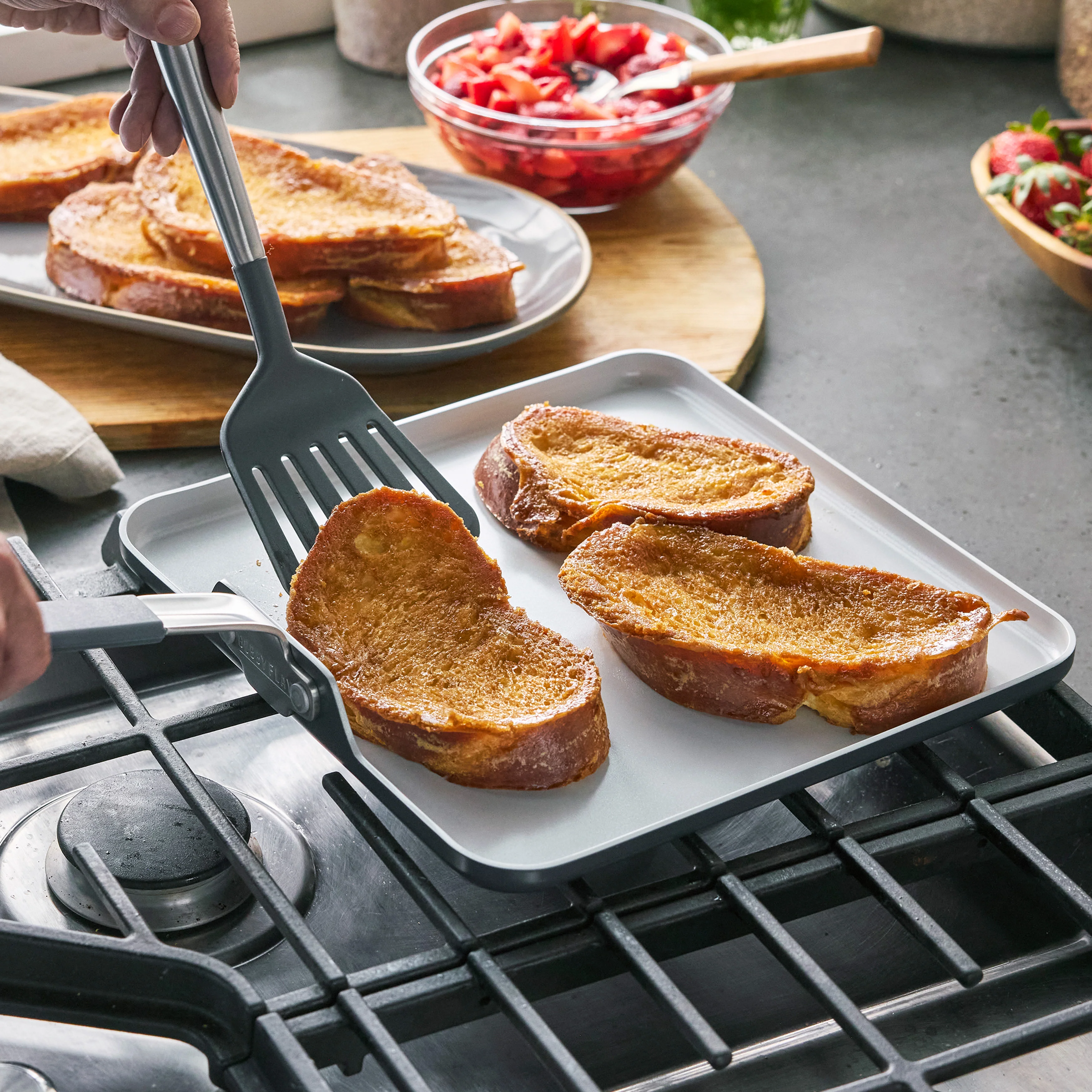 Bobby Flay by GreenPan Professional Ceramic Nonstick 11" Square Griddle | Graphite - Image 4