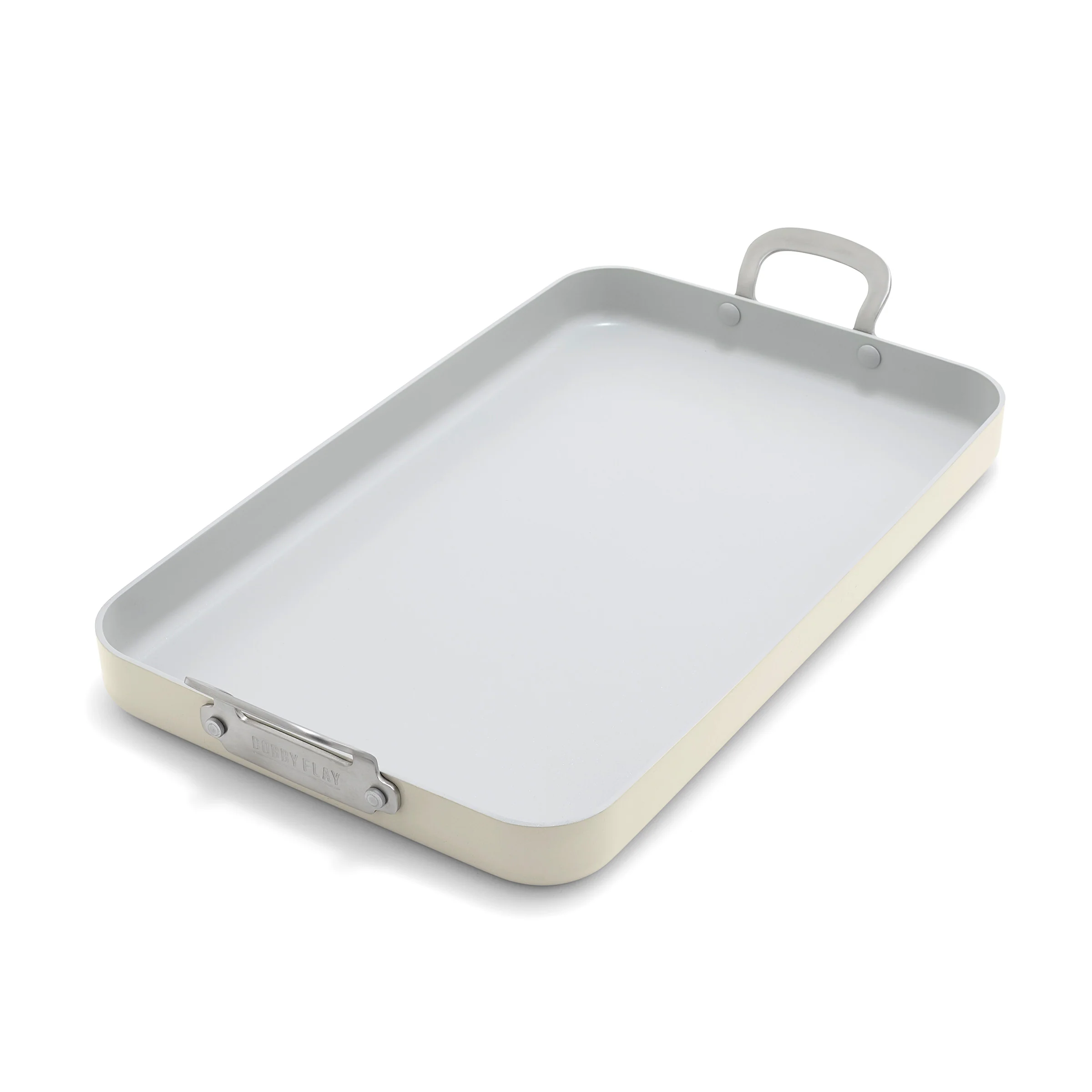Bobby Flay by GreenPan Professional Ceramic Nonstick 18" x 11" Double Burner Griddle | Cream