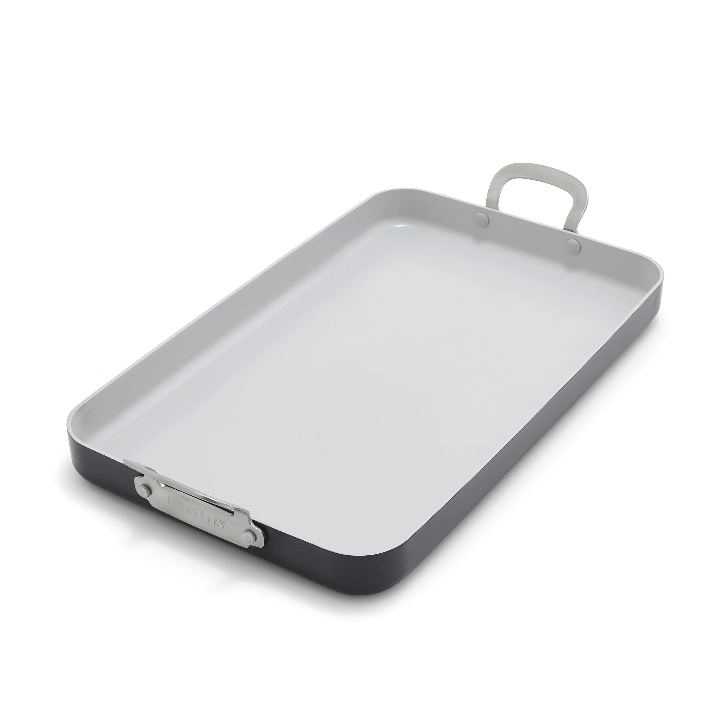 Bobby Flay by GreenPan Professional Ceramic Nonstick 18" x 11" Double Burner Griddle | Graphite