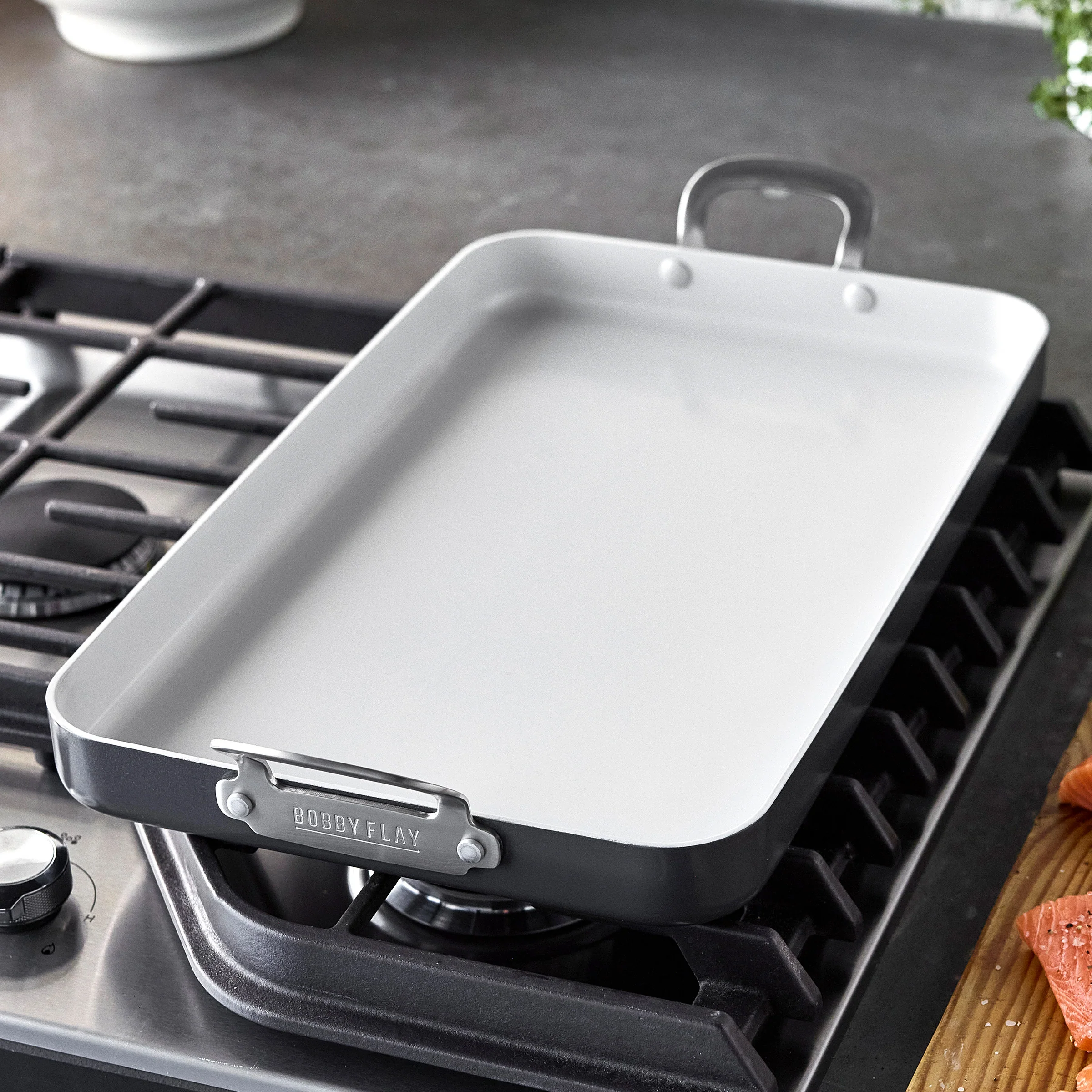 Bobby Flay by GreenPan Professional Ceramic Nonstick 18" x 11" Double Burner Griddle | Graphite - Image 3