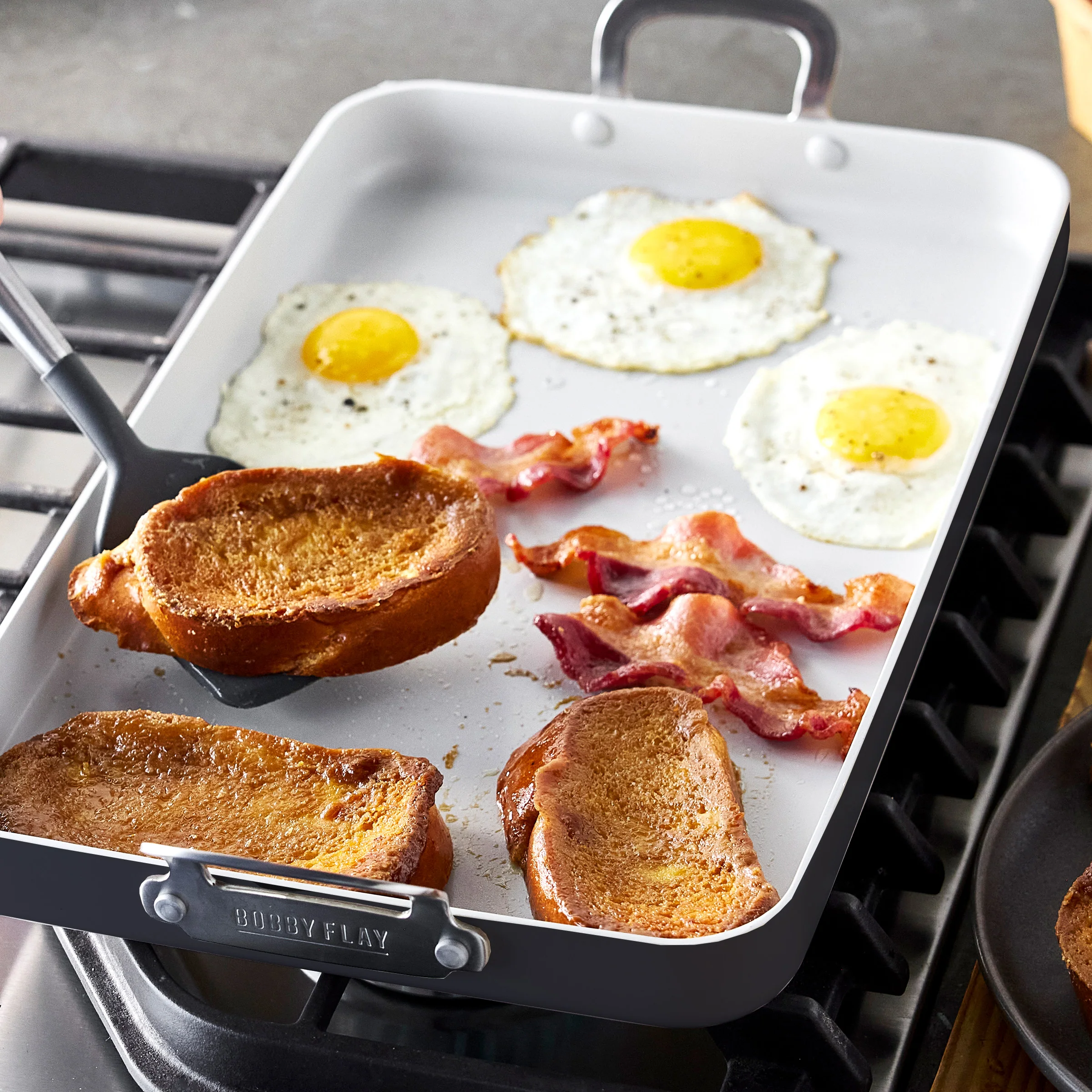 Bobby Flay by GreenPan Professional Ceramic Nonstick 18" x 11" Double Burner Griddle | Graphite - Image 6
