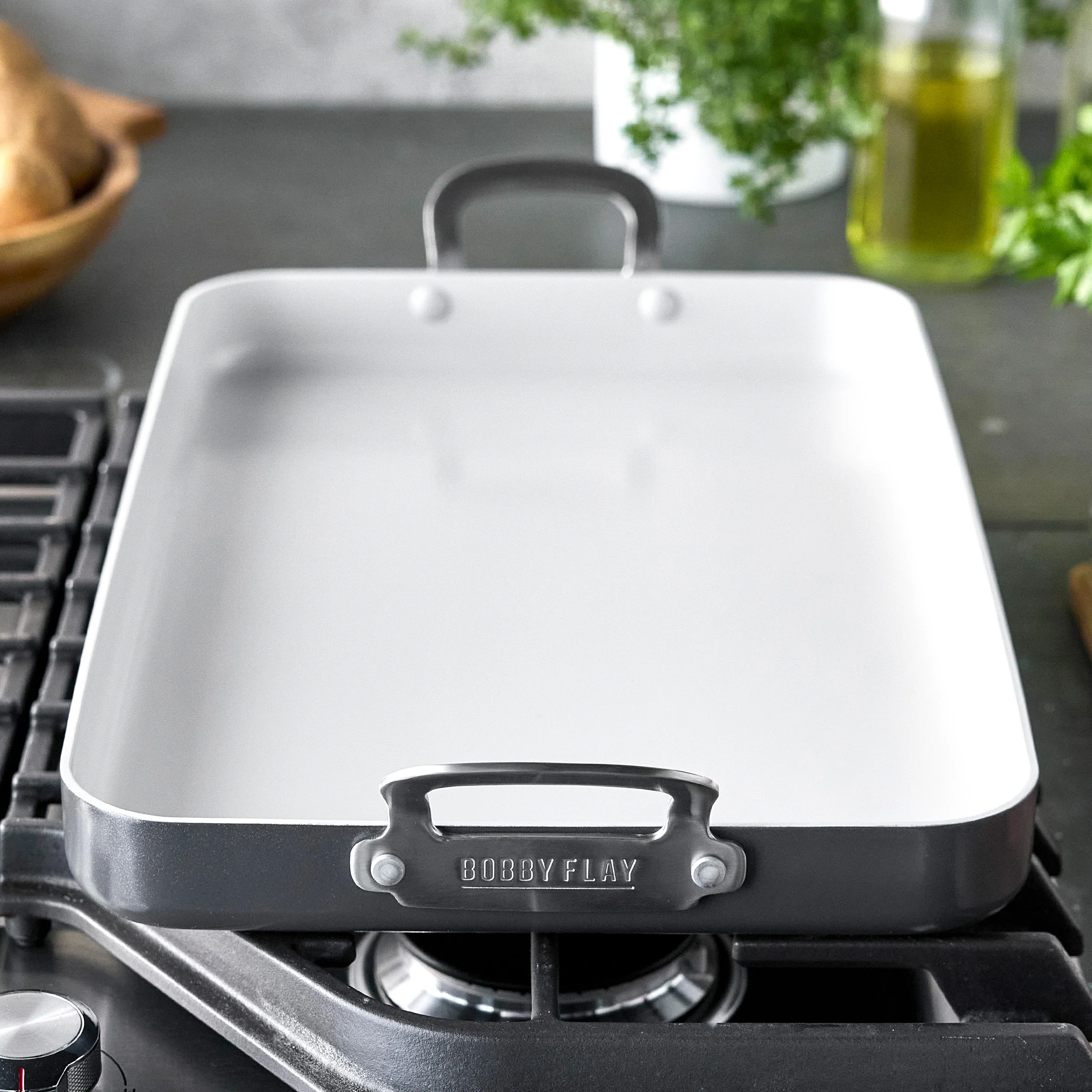 Bobby Flay by GreenPan Professional Ceramic Nonstick 18" x 11" Double Burner Griddle | Graphite - Image 7