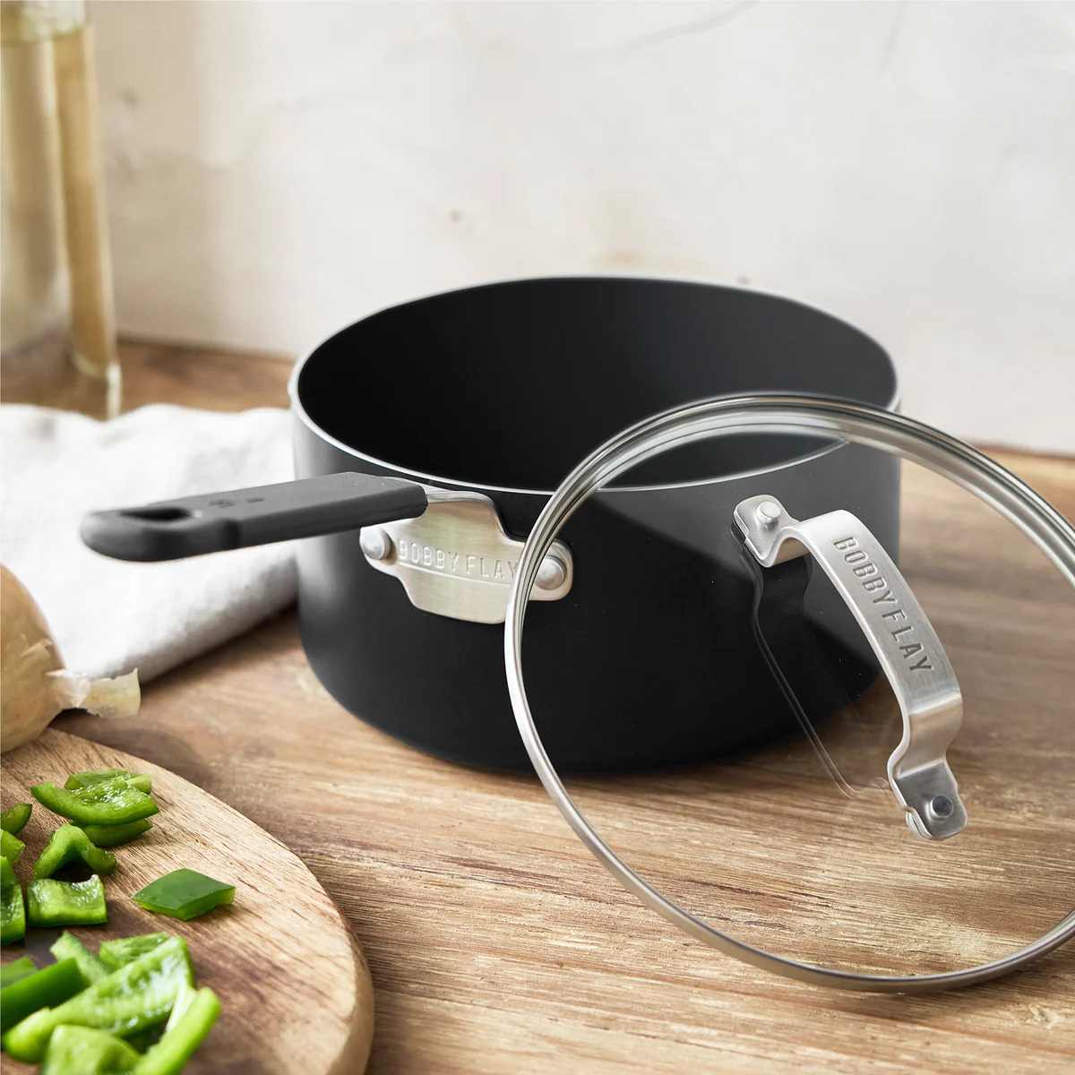 Bobby Flay by GreenPan Professional Ceramic Nonstick 2.53-Quart Saucepan with Lid | Black - Image 3
