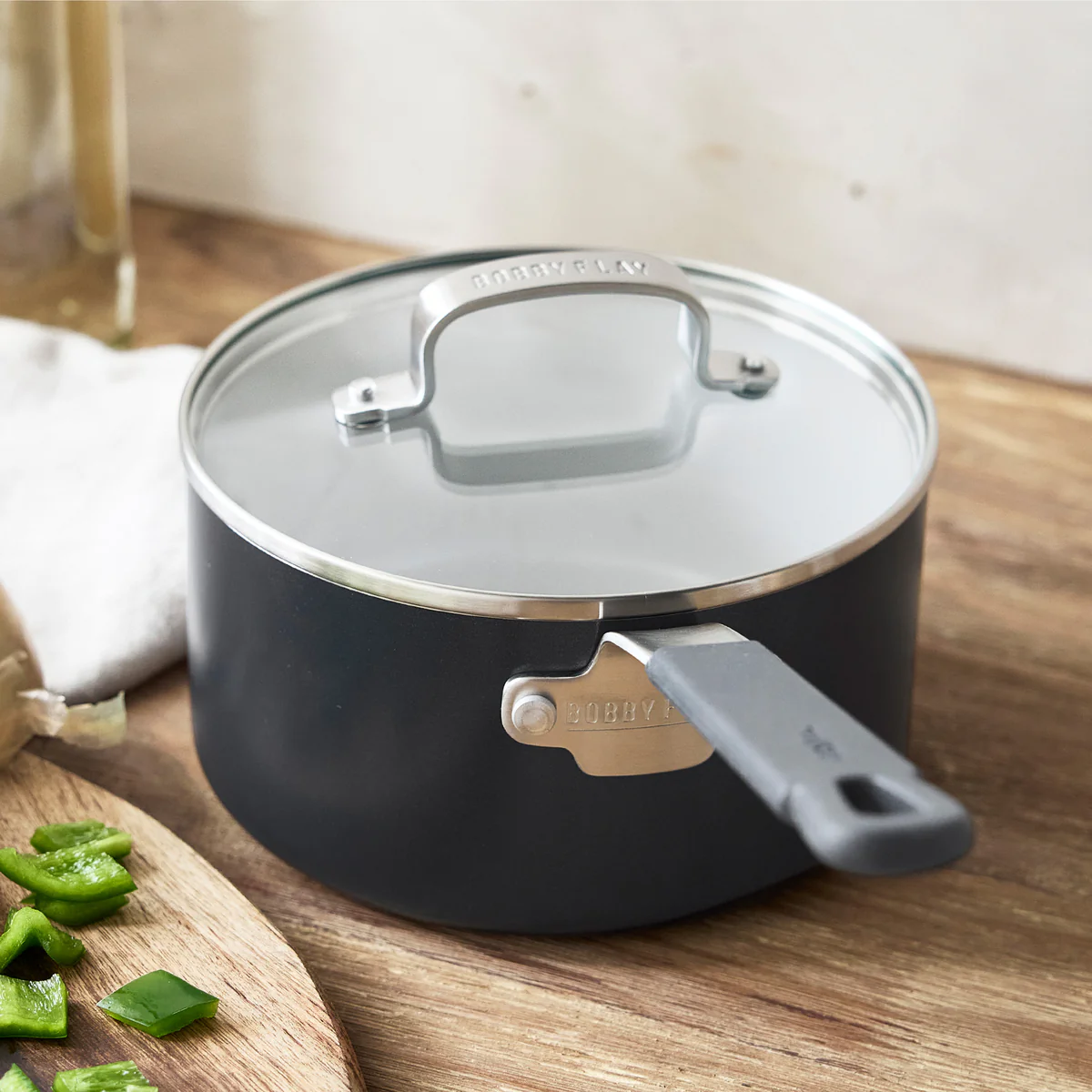Bobby Flay by GreenPan Professional Ceramic Nonstick 2.53-Quart Saucepan with Lid | Graphite - Image 4