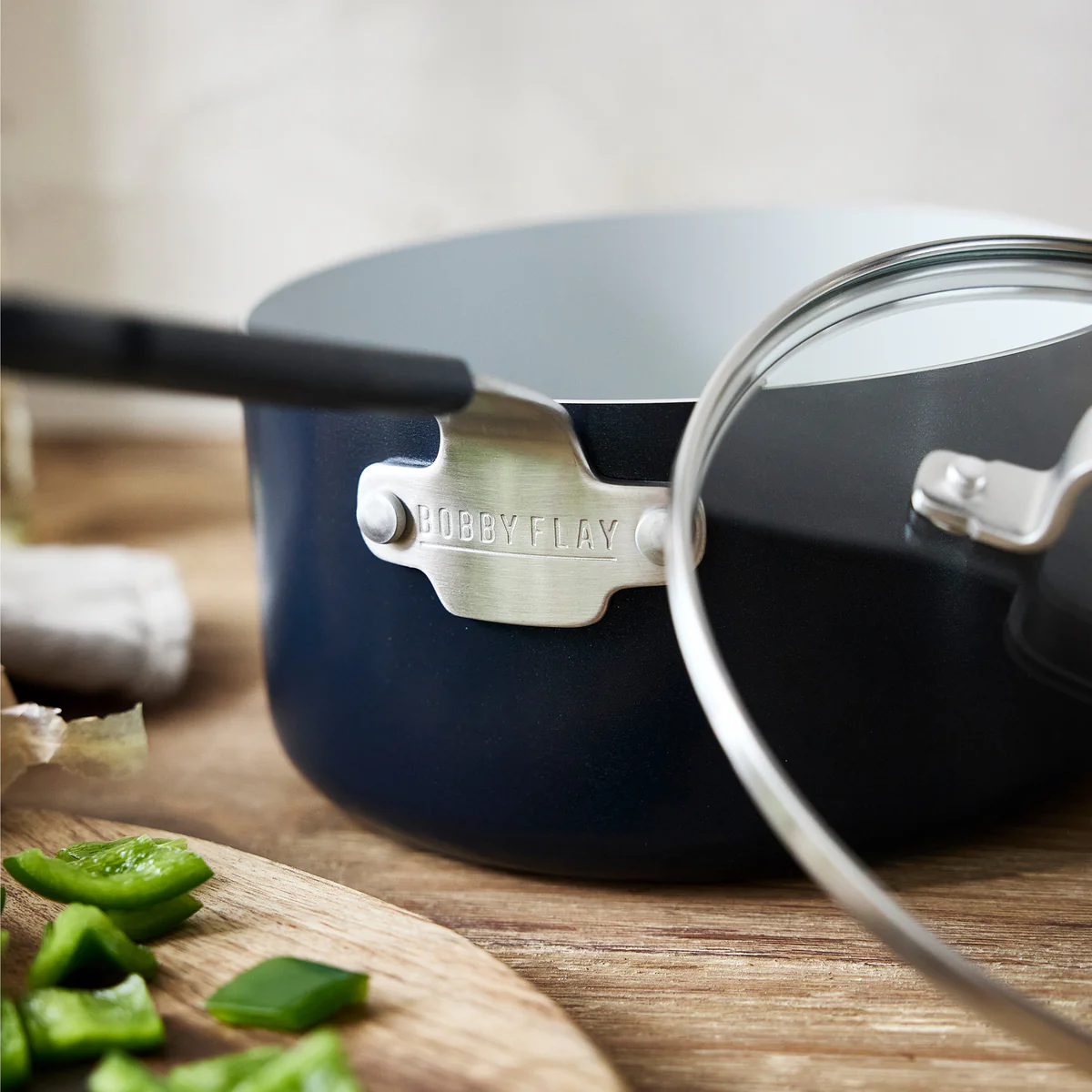 Bobby Flay by GreenPan Professional Ceramic Nonstick 2.53-Quart Saucepan with Lid | Oxford Blue - Image 6