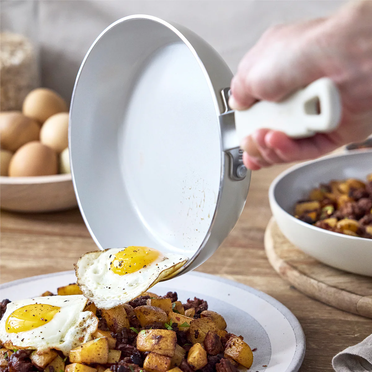 Bobby Flay by GreenPan Professional Ceramic Nonstick 8" and 10" Frypan Set | Cream - Image 5