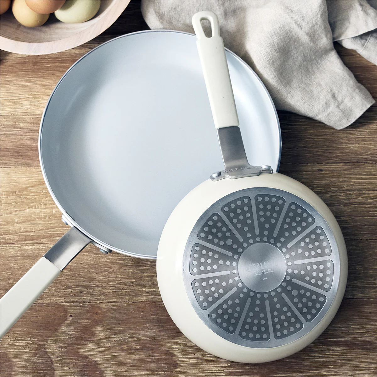 Bobby Flay by GreenPan Professional Ceramic Nonstick 8" and 10" Frypan Set | Cream - Image 7