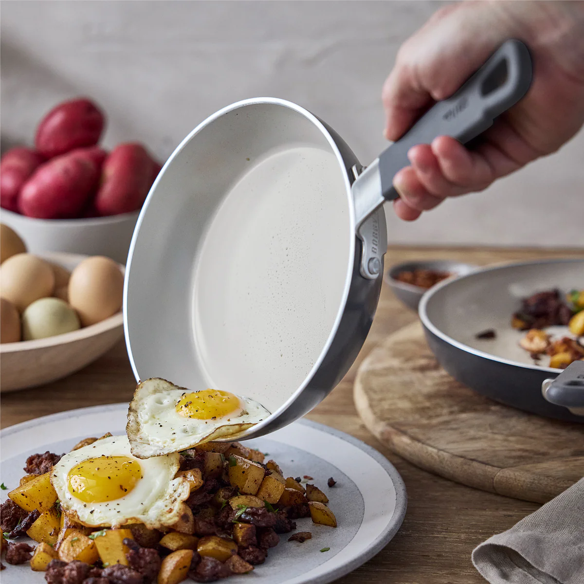Bobby Flay by GreenPan Professional Ceramic Nonstick 8" and 10" Frypan Set | Graphite - Image 4