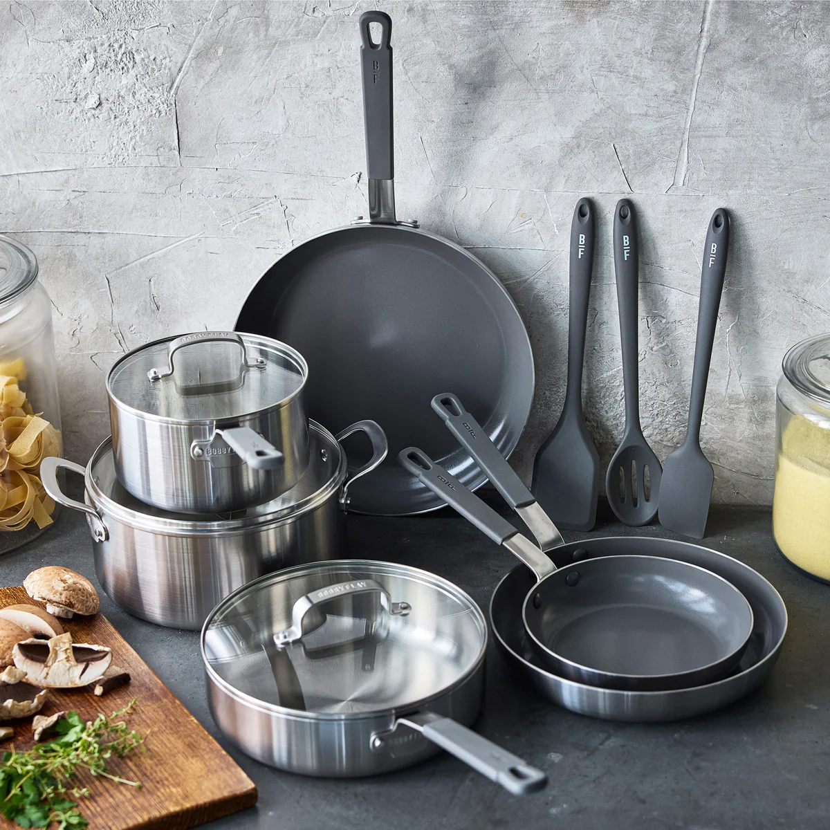 Bobby Flay by GreenPan Stainless Steel Uncoated & PFAS-Free Nonstick 12-Piece Cookware Set - Image 3