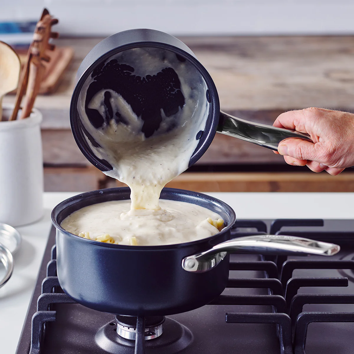 Chatham Black Ceramic Nonstick 1-Quart and 2-Quart Saucepan Set with Lids - Image 3