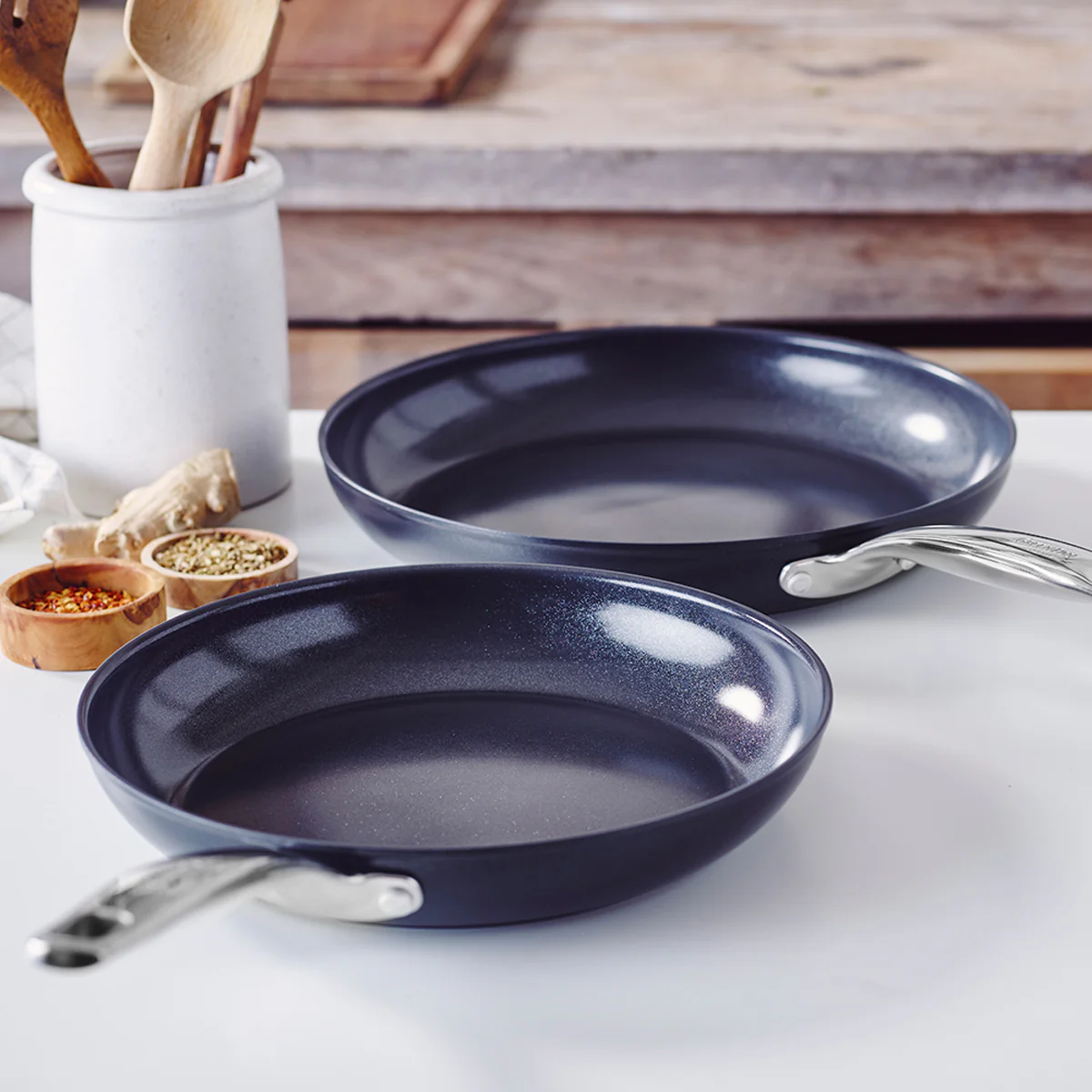 Chatham Black Ceramic Nonstick 10" and 12" Frypan Set - Image 2