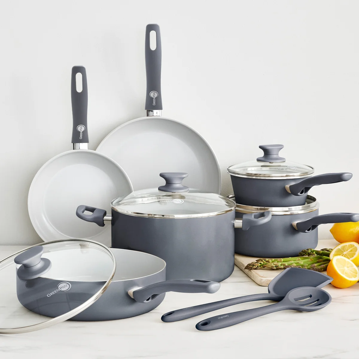 Dover Ceramic Nonstick 12-Piece Cookware Set | Charcoal Gray - Image 2
