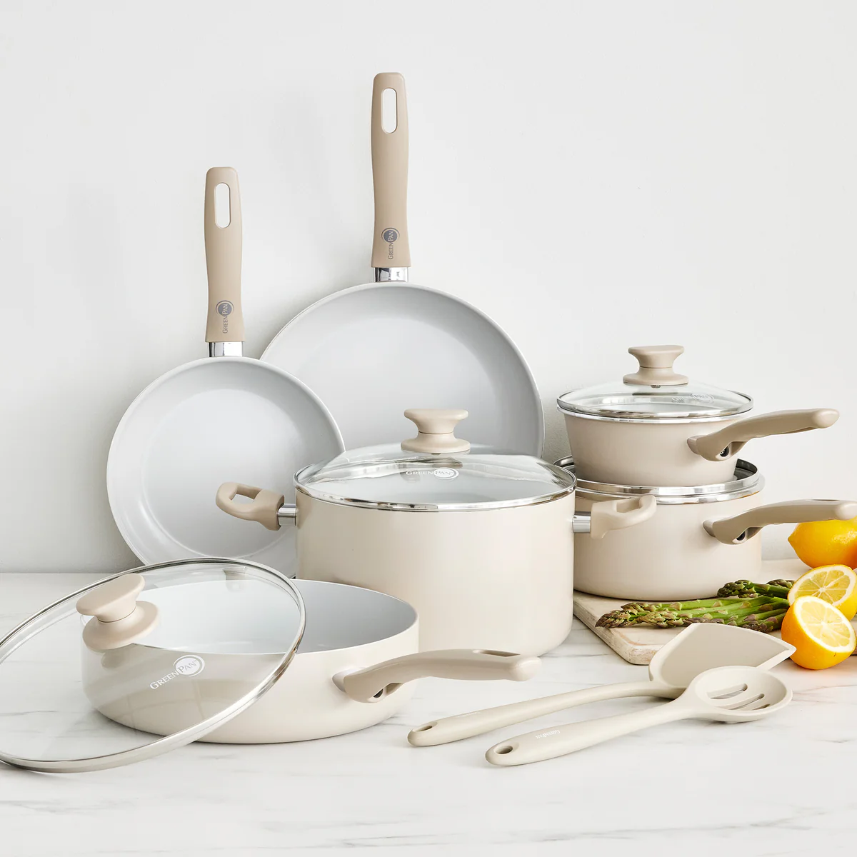 Dover Ceramic Nonstick 12-Piece Cookware Set | Taupe - Image 2