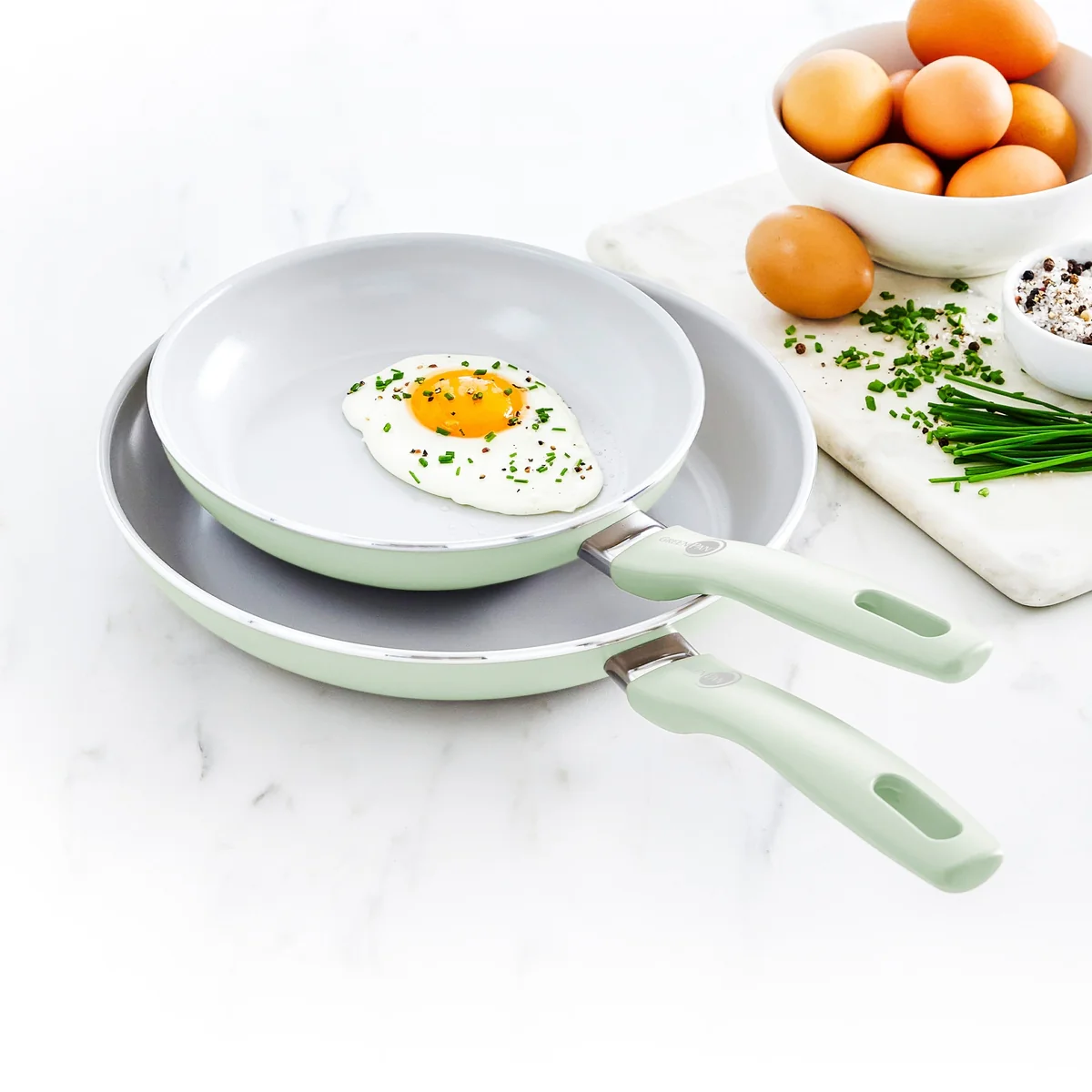 Dover Ceramic Nonstick 8" and 10" Frypan Set | Pastel Green - Image 5