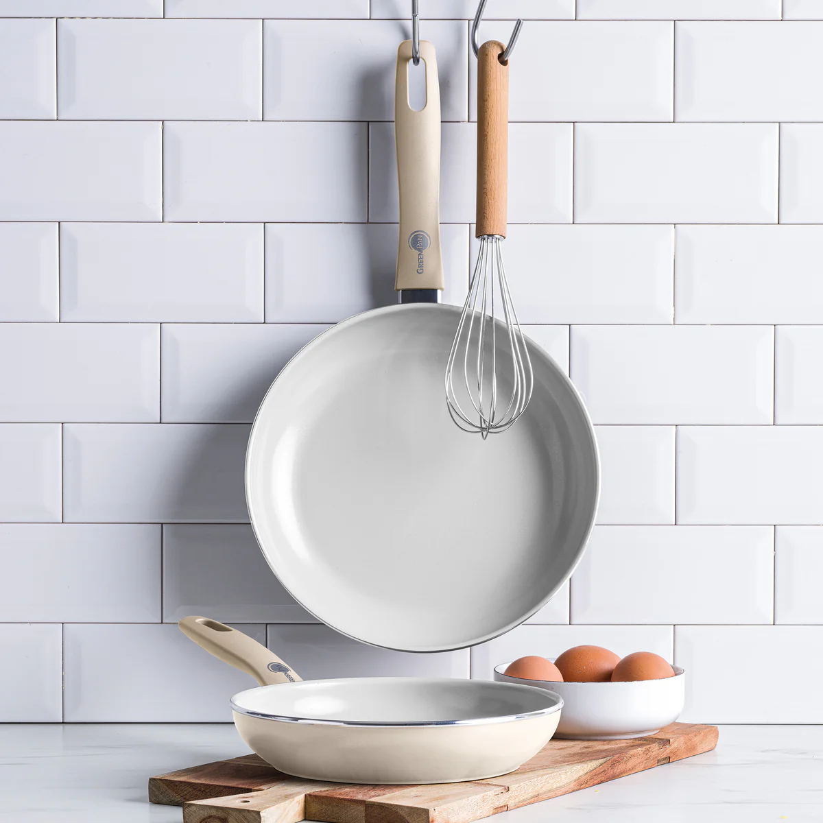 Dover Ceramic Nonstick 8" and 10" Frypan Set | Taupe - Image 2