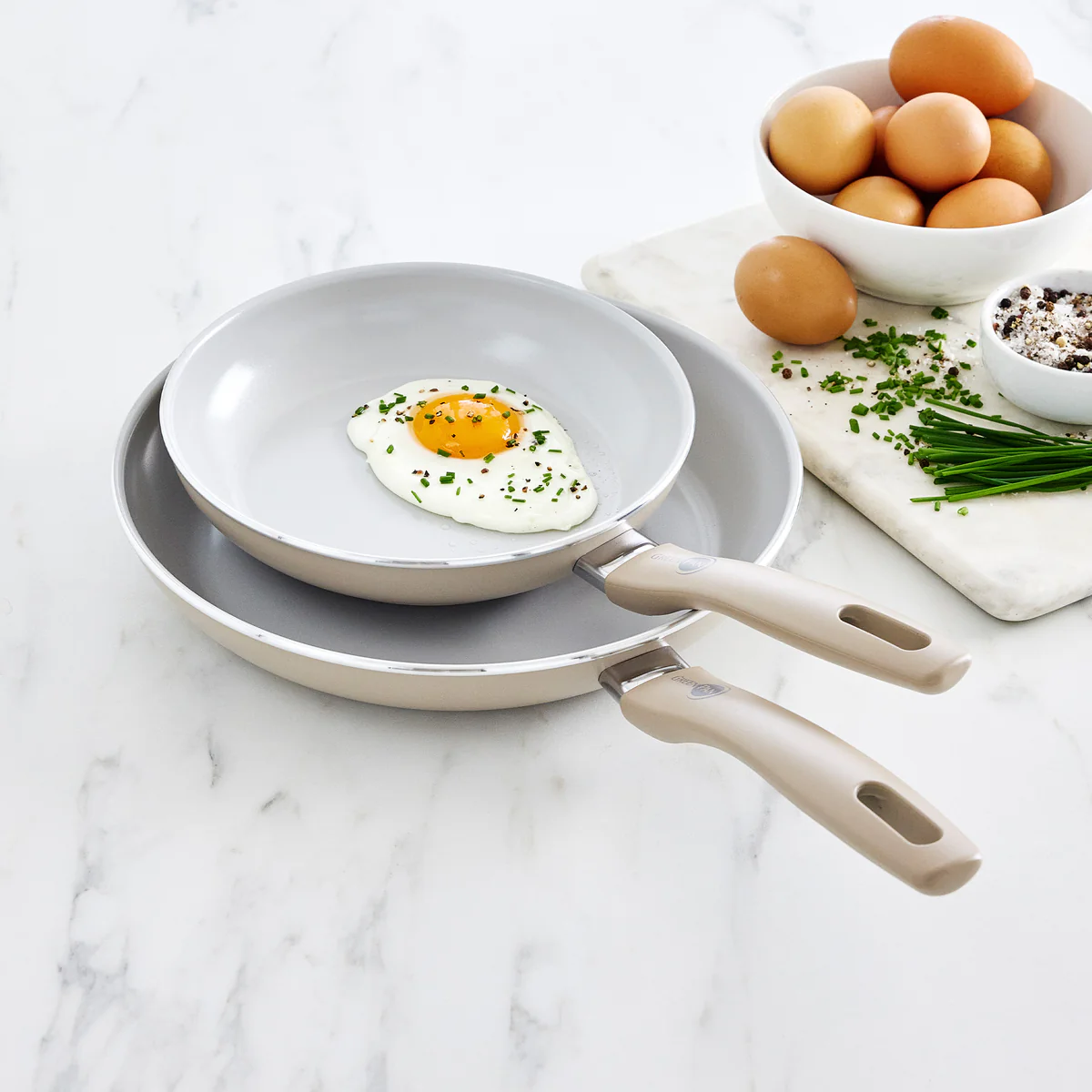 Dover Ceramic Nonstick 8" and 10" Frypan Set | Taupe - Image 6