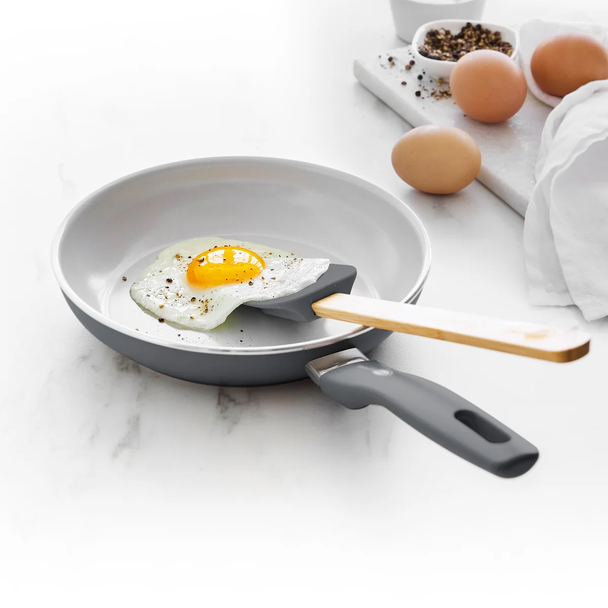Dover Ceramic Nonstick 8" Frypan with Spatula | Charcoal Gray - Image 2