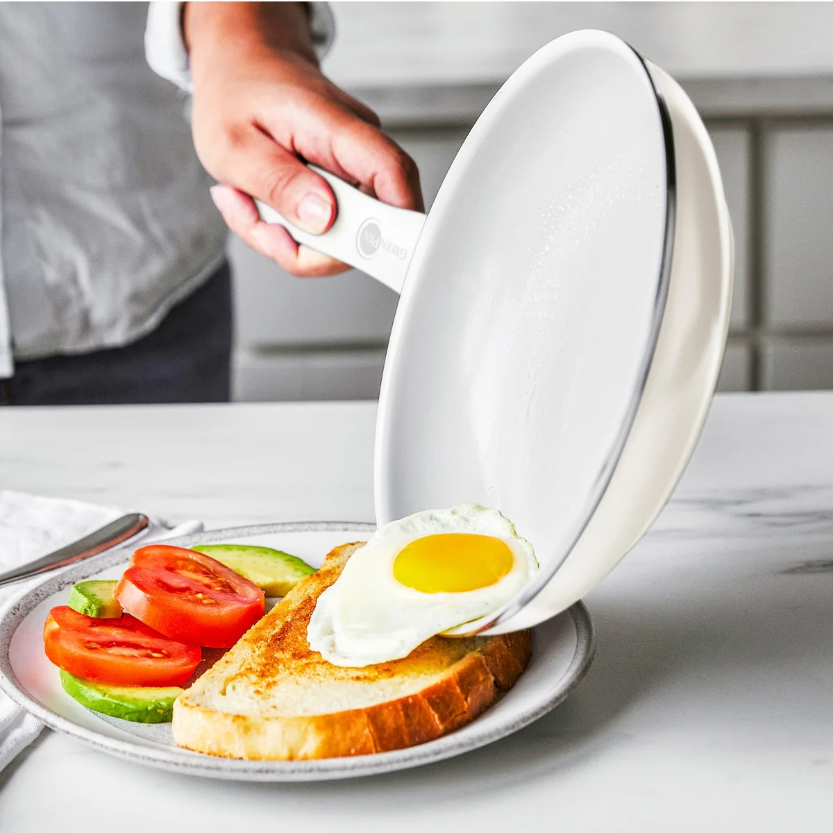 Dover Ceramic Nonstick 8" Frypan with Spatula | Cream White - Image 5