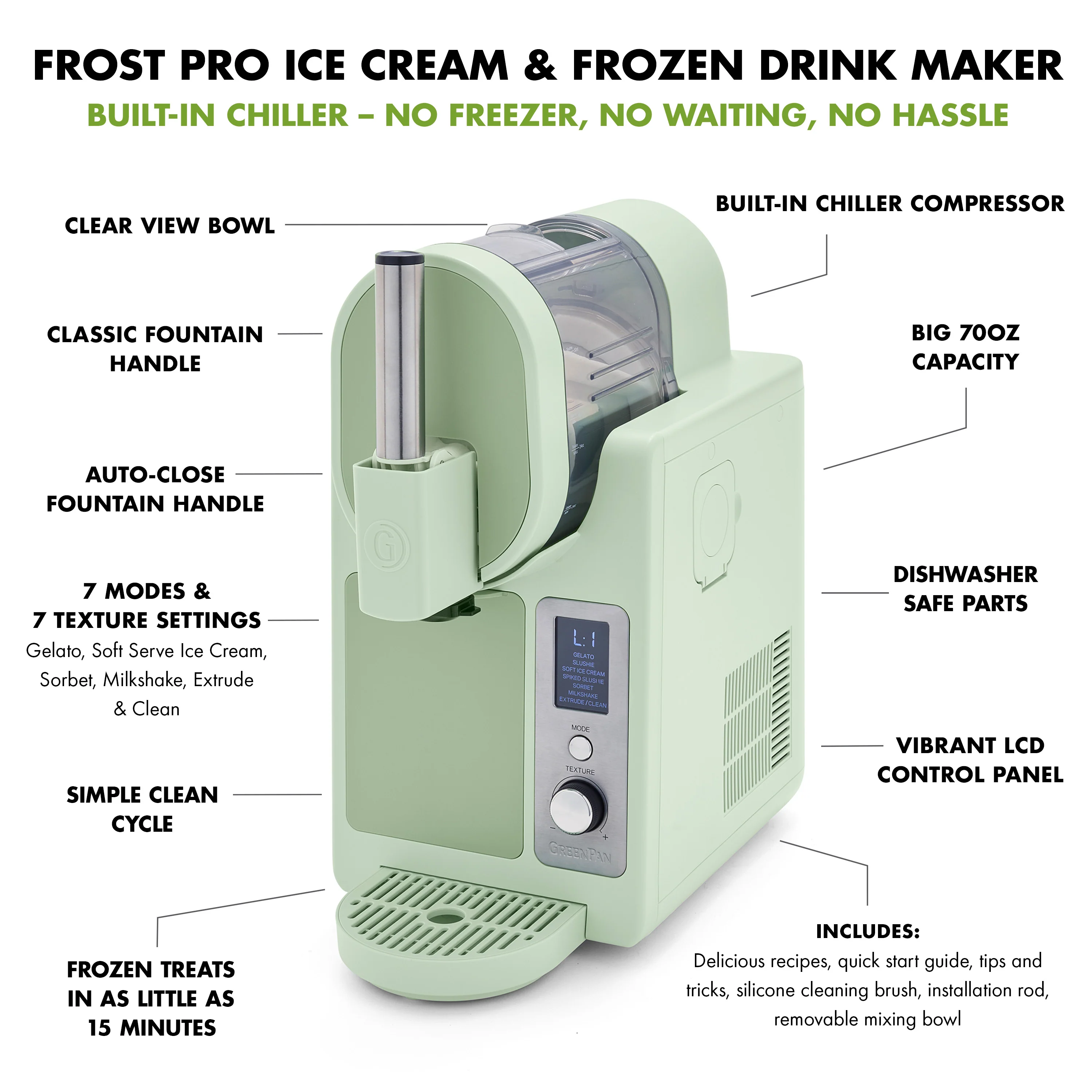 Frost Pro 16-in-1 Ice Cream, Gelato & Frozen Drink Maker | Pistachio - Image 4