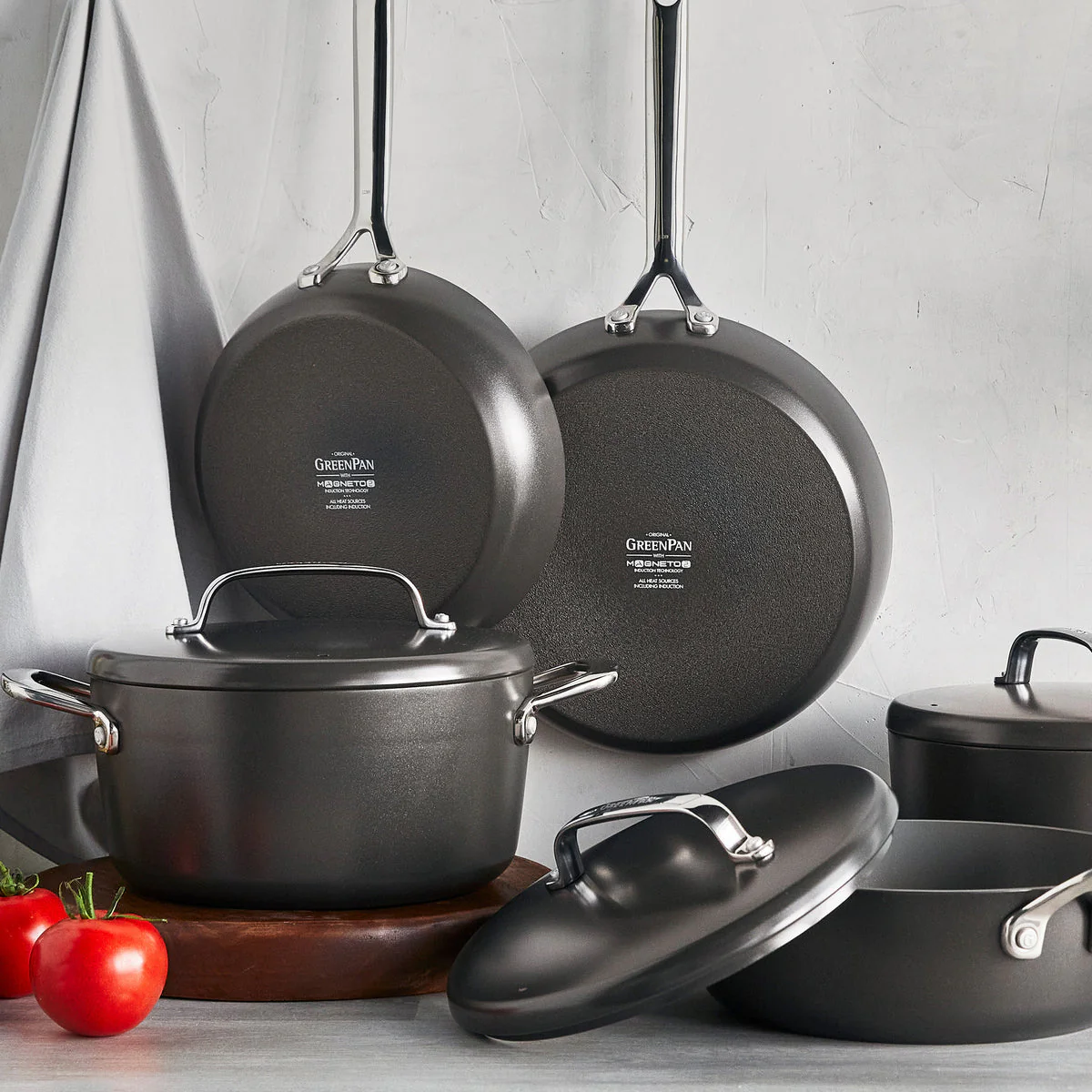 GP5 Colors Ceramic Nonstick 11-Piece Cookware Set with Mirror Handles | Cocoa - Image 2