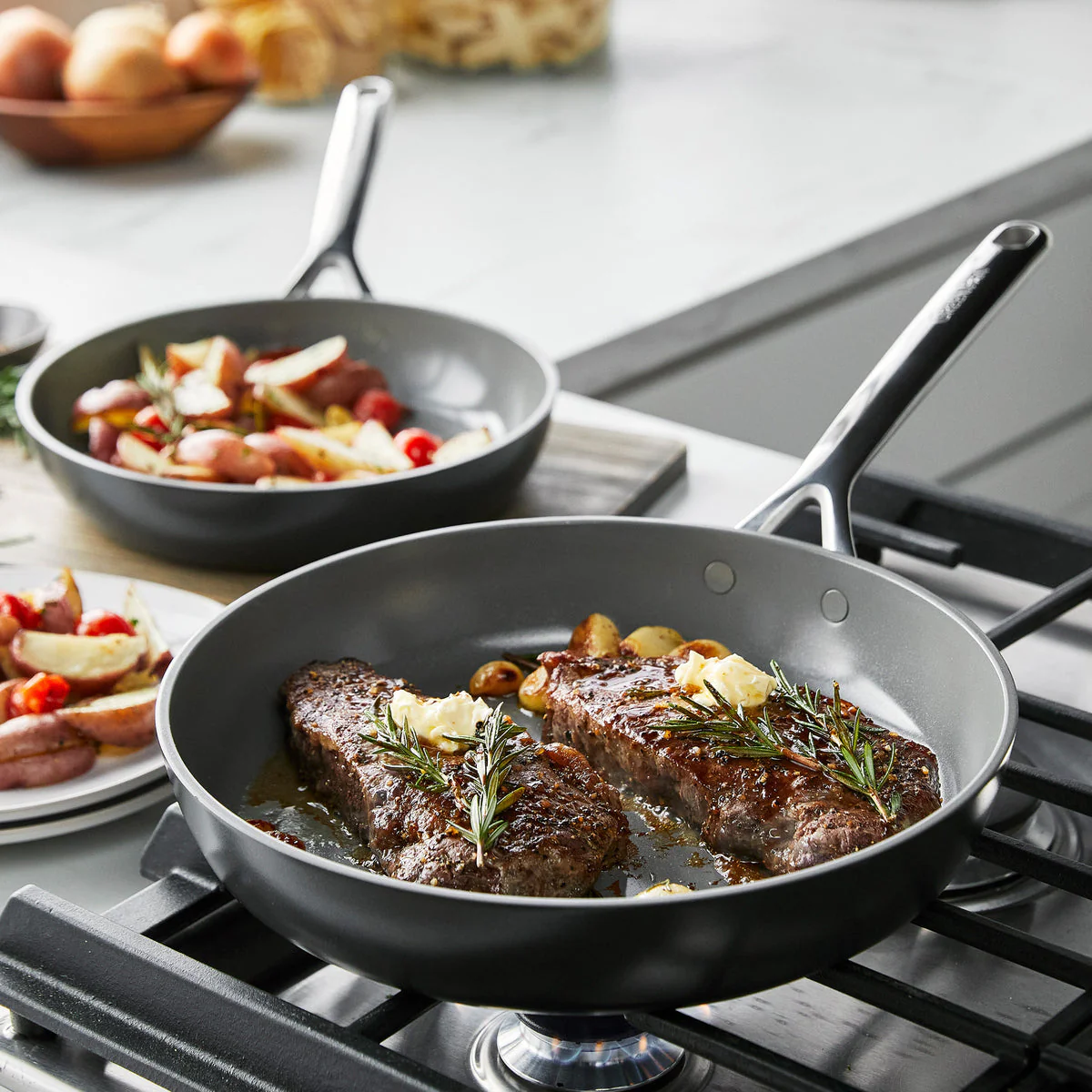 GP5 Colors Ceramic Nonstick 11-Piece Cookware Set with Mirror Handles | Cocoa - Image 3