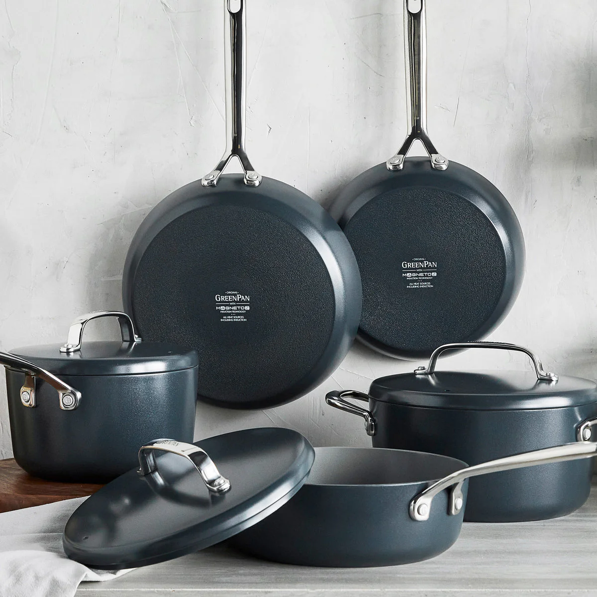 GP5 Colors Ceramic Nonstick 11-Piece Cookware Set with Mirror Handles | Slate - Image 2