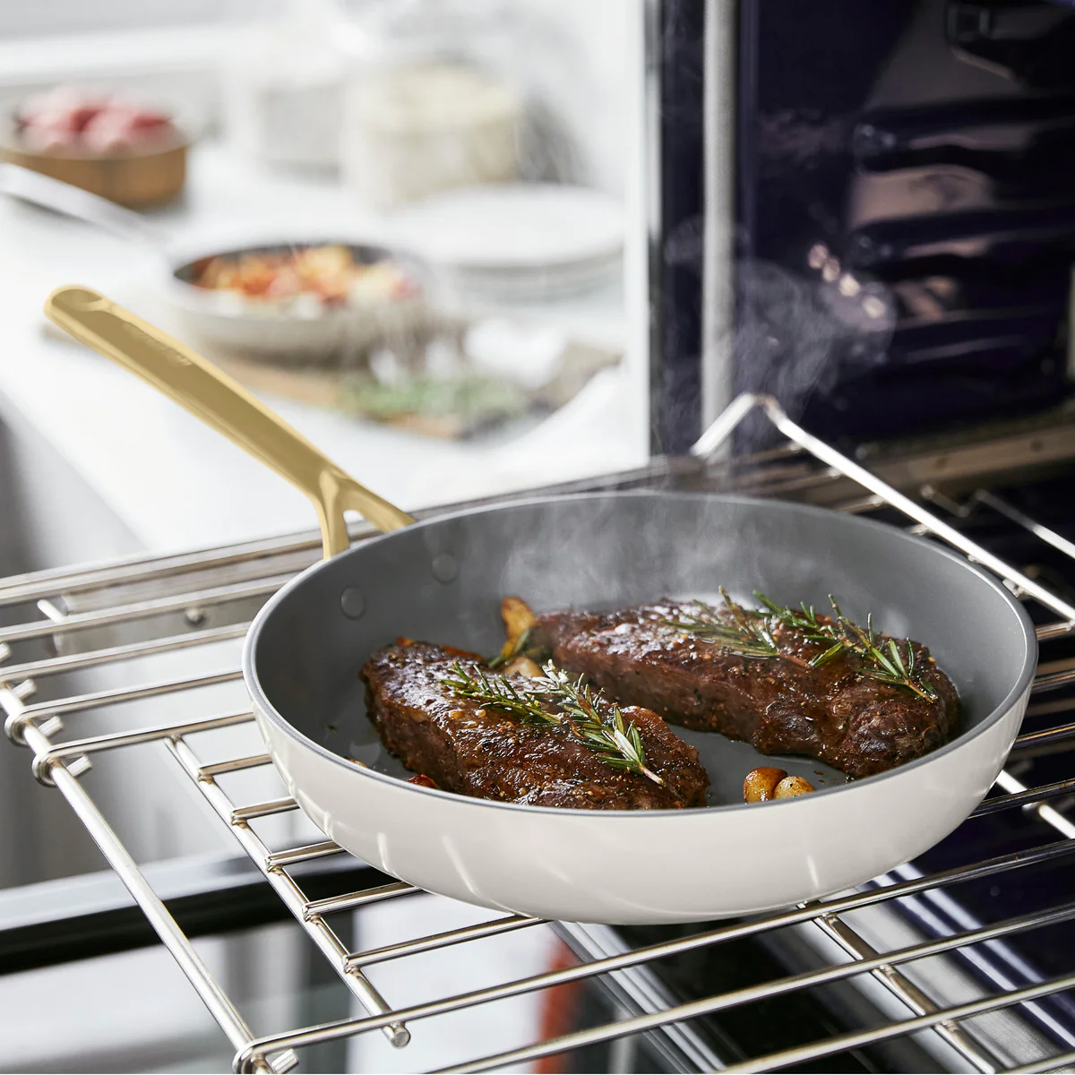 GP5 Colors Ceramic Nonstick 9.5" and 11" Frypan Set with Champagne Handles | Cloud Cream - Image 4