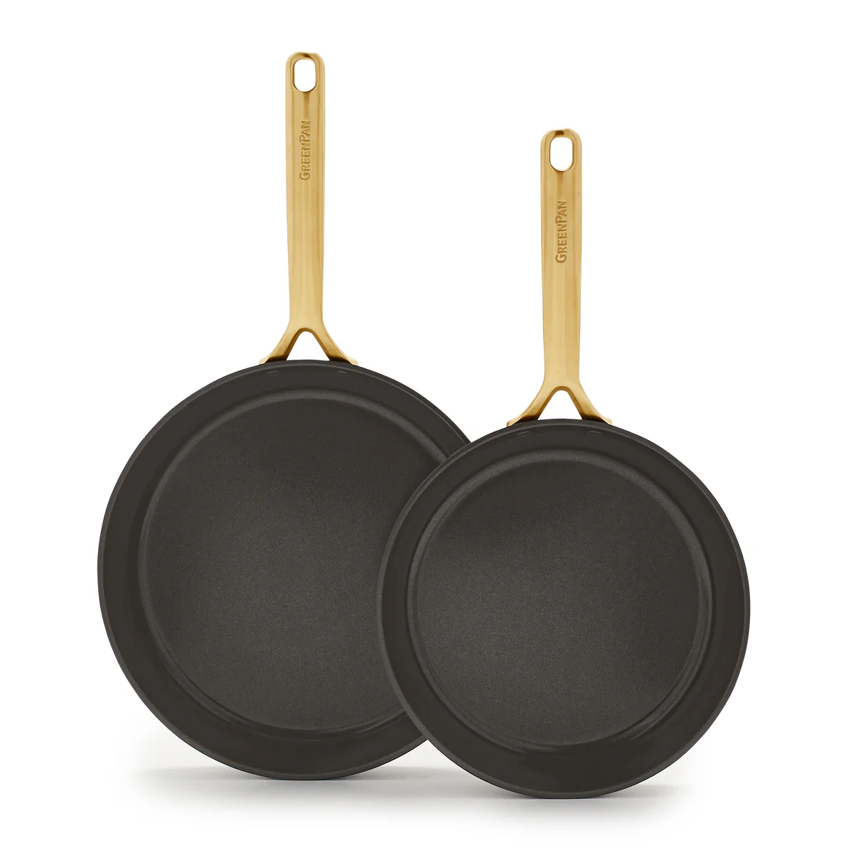 GP5 Colors Ceramic Nonstick 9.5" and 11" Frypan Set with Champagne Handles | Cocoa - Image 9