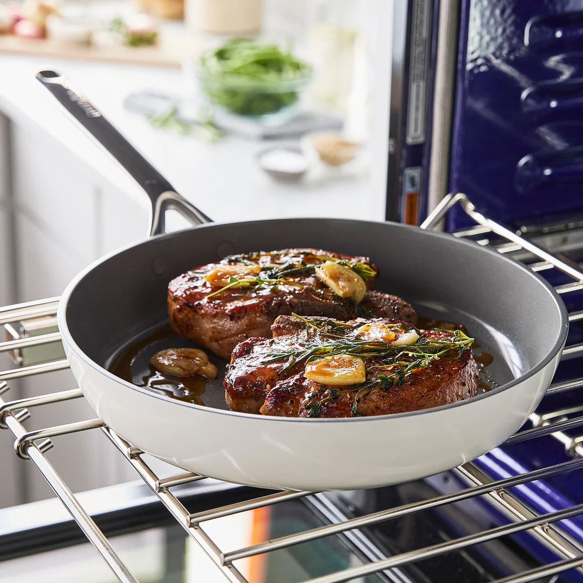 GP5 Colors Ceramic Nonstick 9.5" and 11" Frypan Set with Mirror Handles | Cloud Cream - Image 5