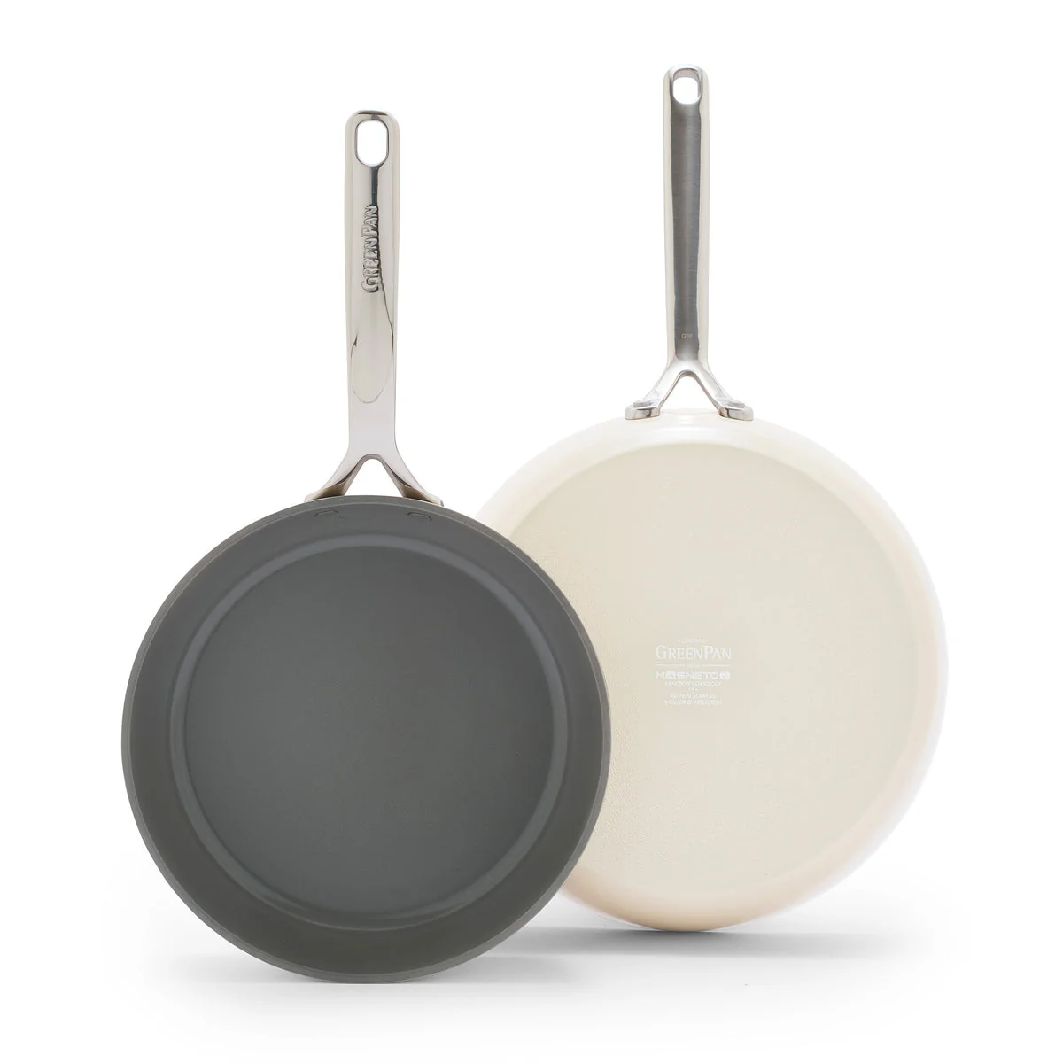 GP5 Colors Ceramic Nonstick 9.5" and 11" Frypan Set with Mirror Handles | Cloud Cream - Image 8
