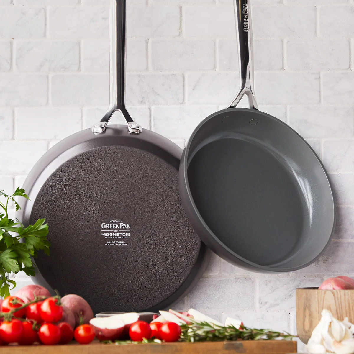 GP5 Colors Ceramic Nonstick 9.5" and 11" Frypan Set with Mirror Handles | Cocoa - Image 3