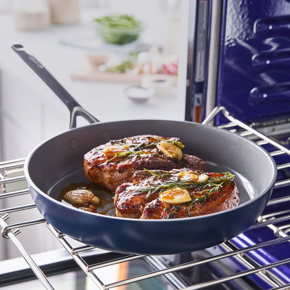 GP5 Colors Ceramic Nonstick 9.5" and 11" Frypan Set with Mirror Handles | Oxford Blue - Image 5