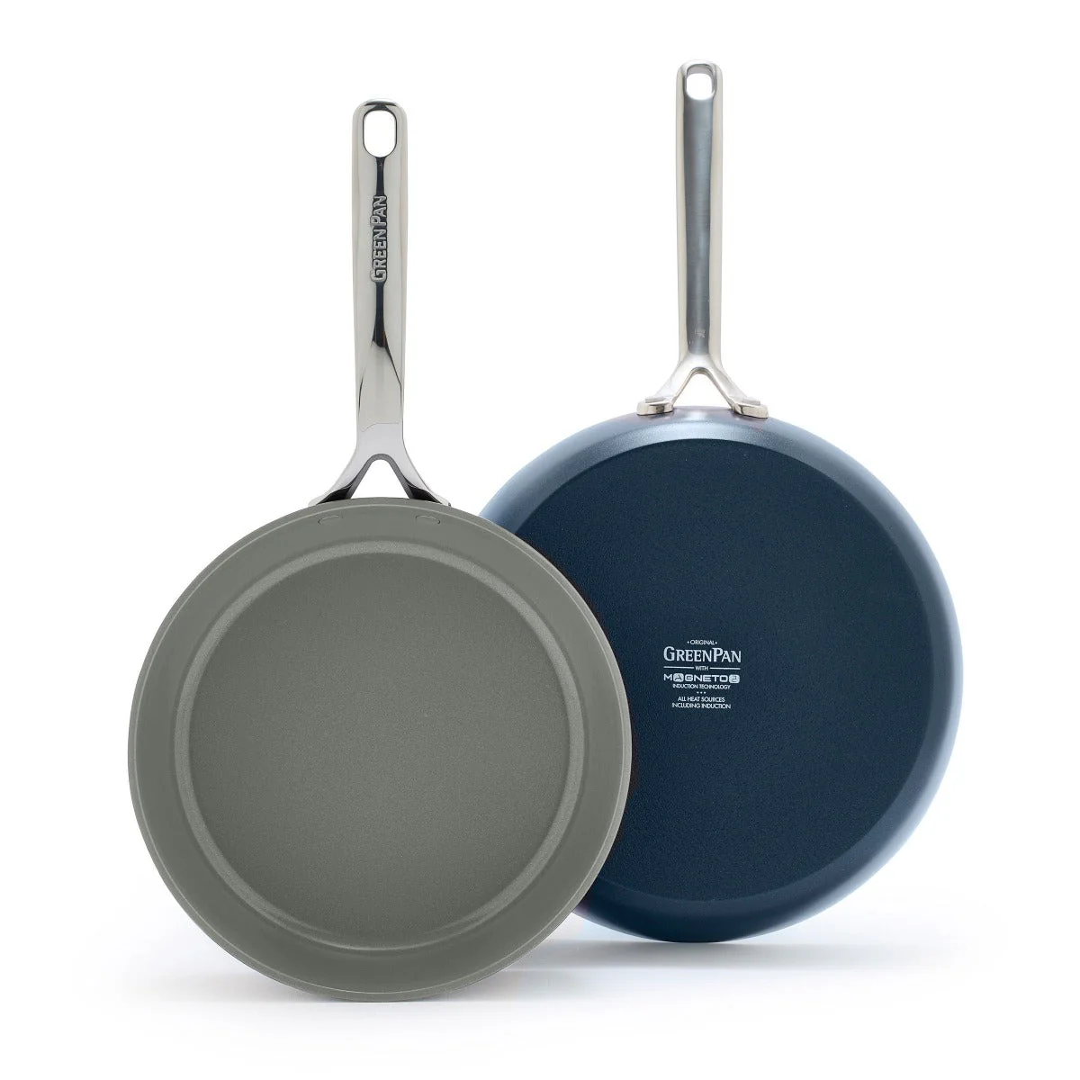 GP5 Colors Ceramic Nonstick 9.5" and 11" Frypan Set with Mirror Handles | Oxford Blue - Image 9