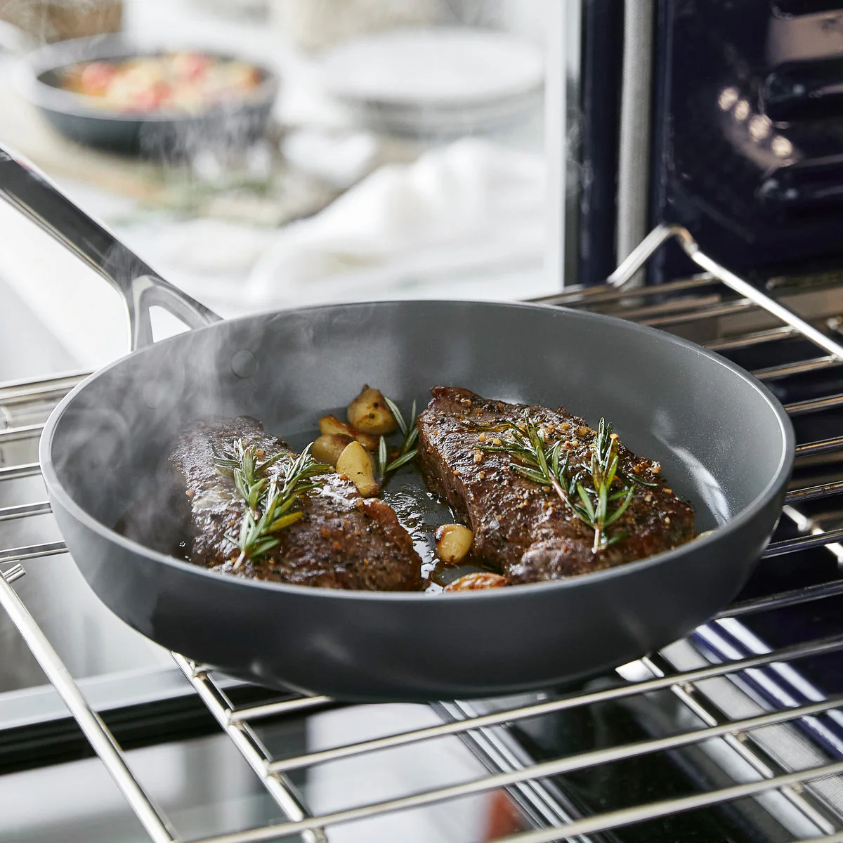 GP5 Colors Ceramic Nonstick 9.5" and 11" Frypan Set with Mirror Handles | Slate - Image 5