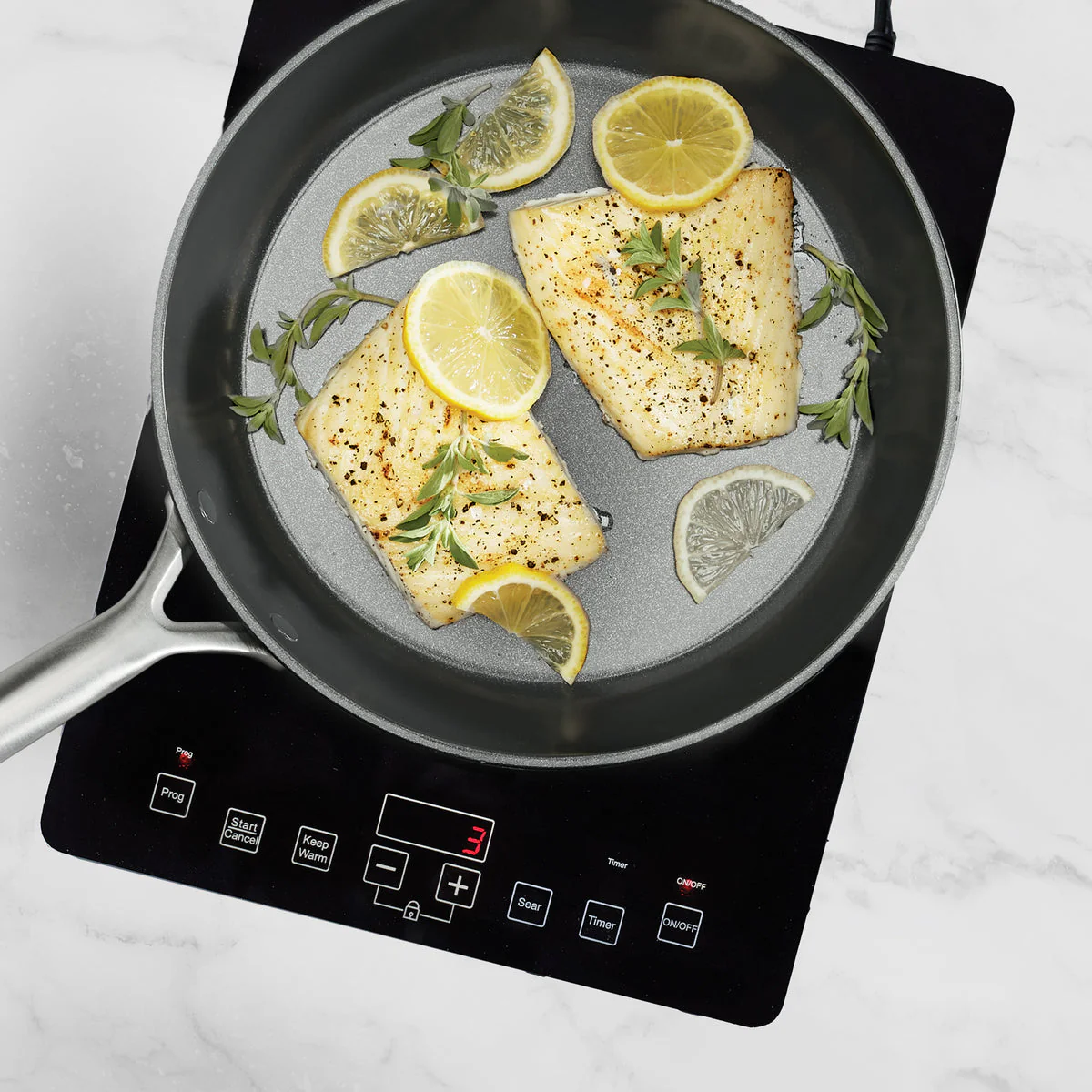 GP5 Colors Ceramic Nonstick 9.5" and 11" Frypan Set with Mirror Handles | Slate - Image 6