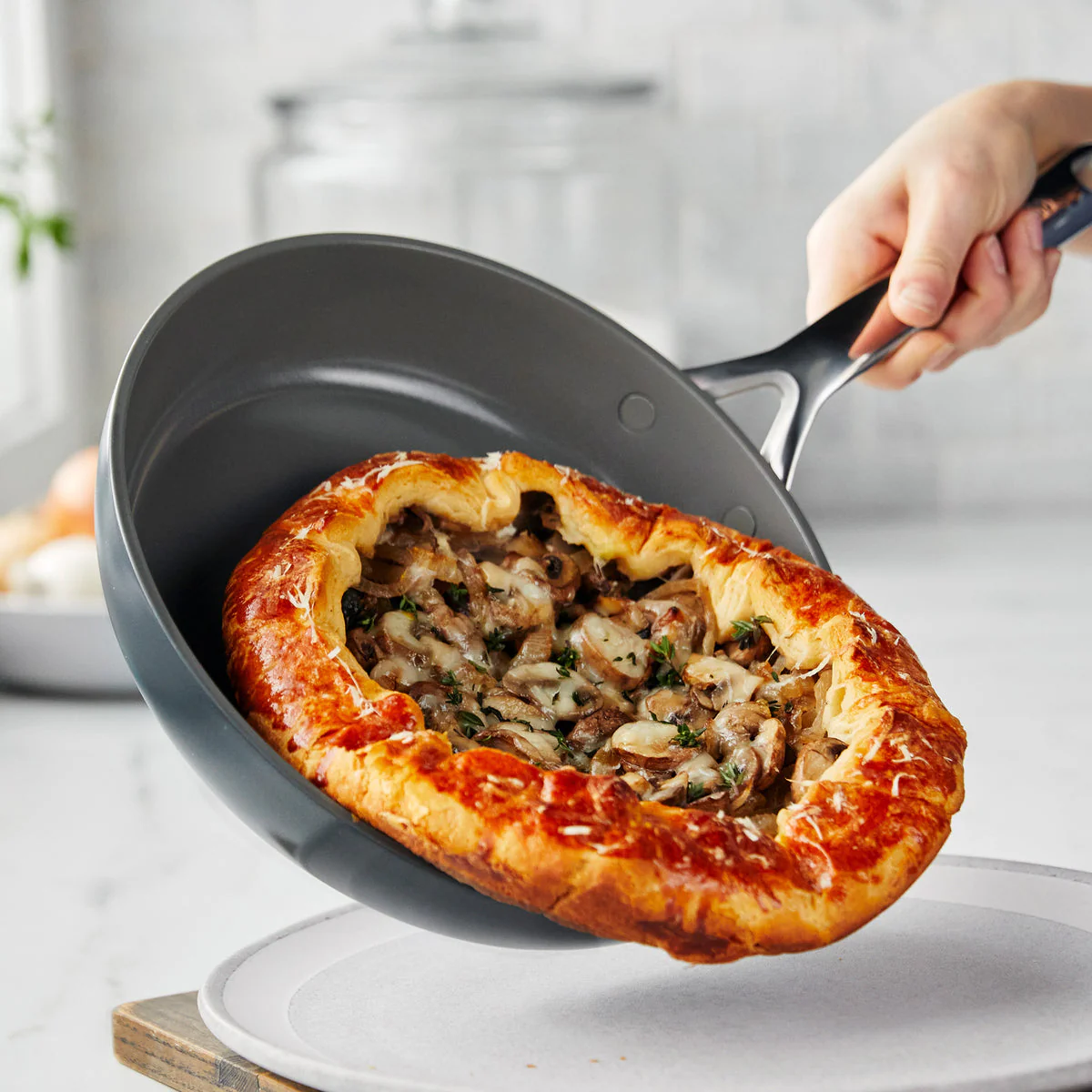 GP5 Colors Ceramic Nonstick 9.5" and 11" Frypan Set with Mirror Handles | Slate - Image 7
