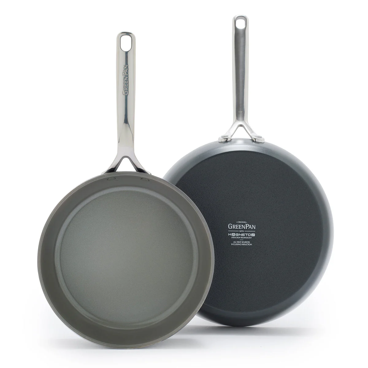 GP5 Colors Ceramic Nonstick 9.5" and 11" Frypan Set with Mirror Handles | Slate - Image 9