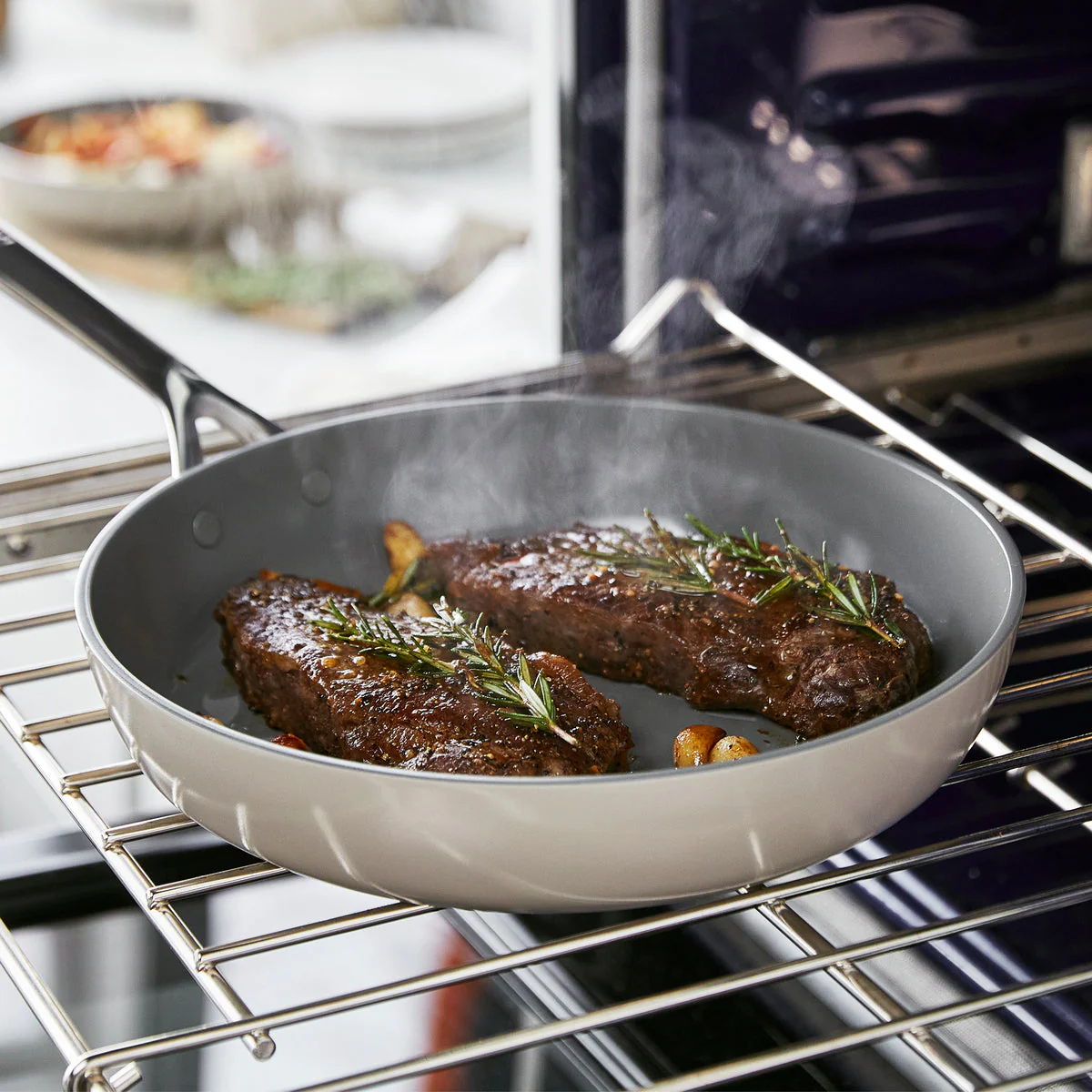 GP5 Colors Ceramic Nonstick 9.5" and 11" Frypan Set with Mirror Handles | Taupe - Image 5